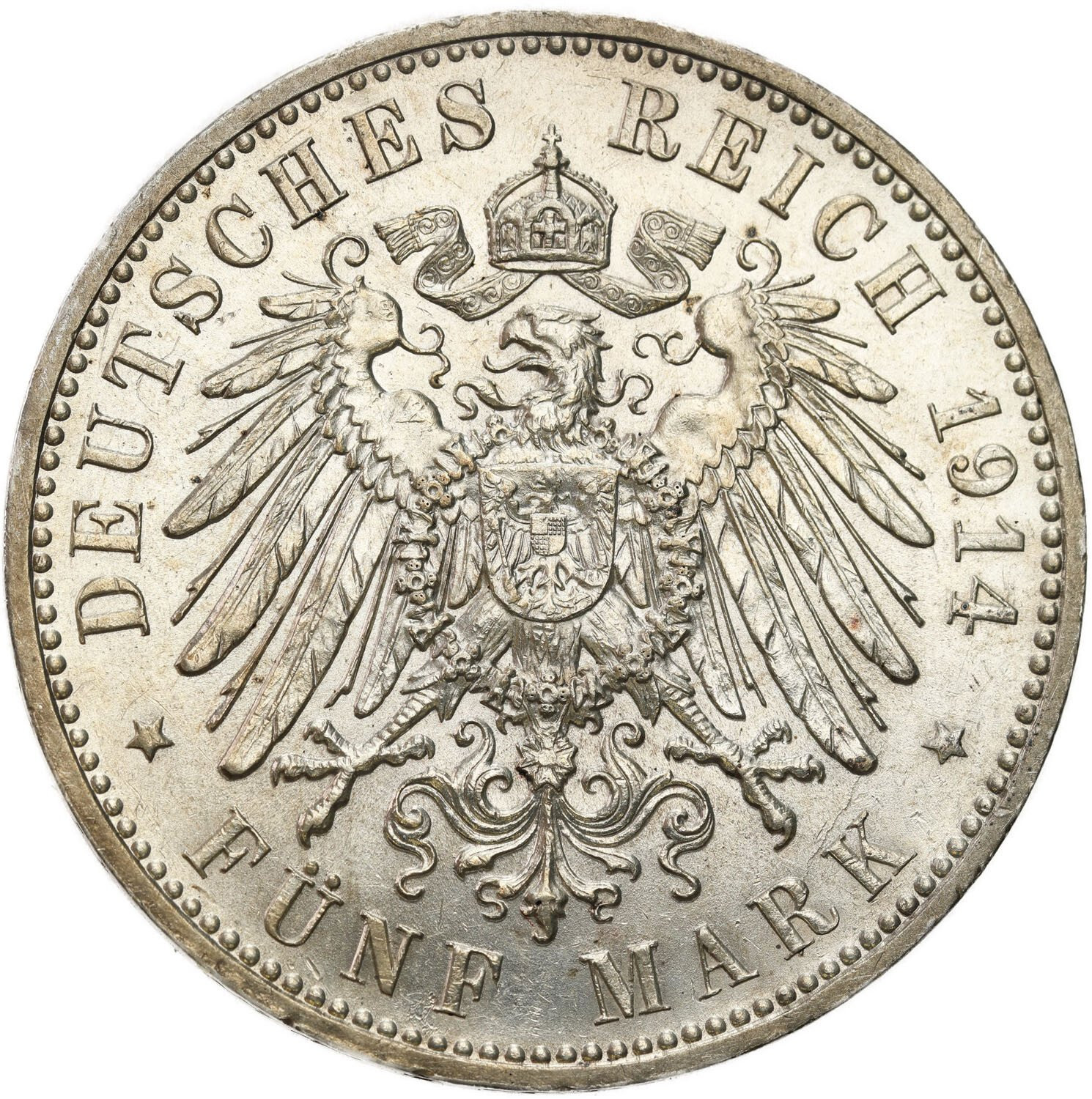 Niemcy, Saksonia. Fryderyk August III (1904–1918). 5 marek 1914 E, Muldenhütten 