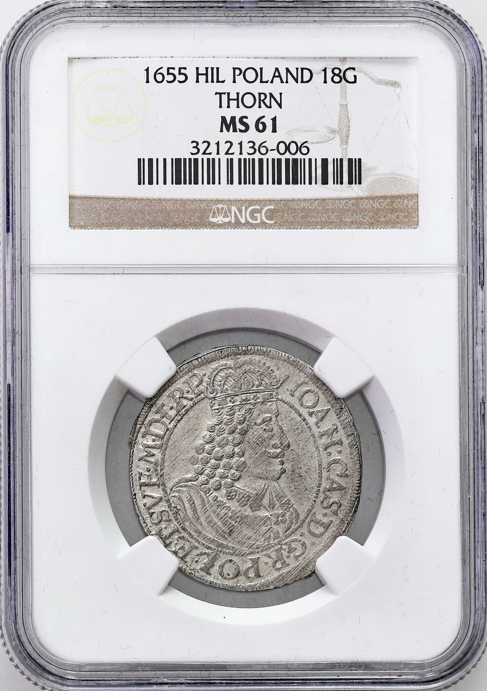 Jan II Kazimierz. Ort (18 groszy) 1655, Toruń NGC MS61 - PIĘKNY