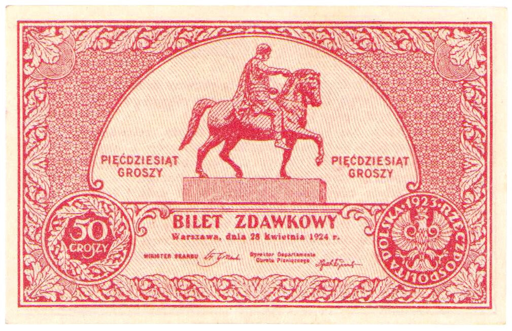 Bilet zdawkowy 50 groszy 1924
