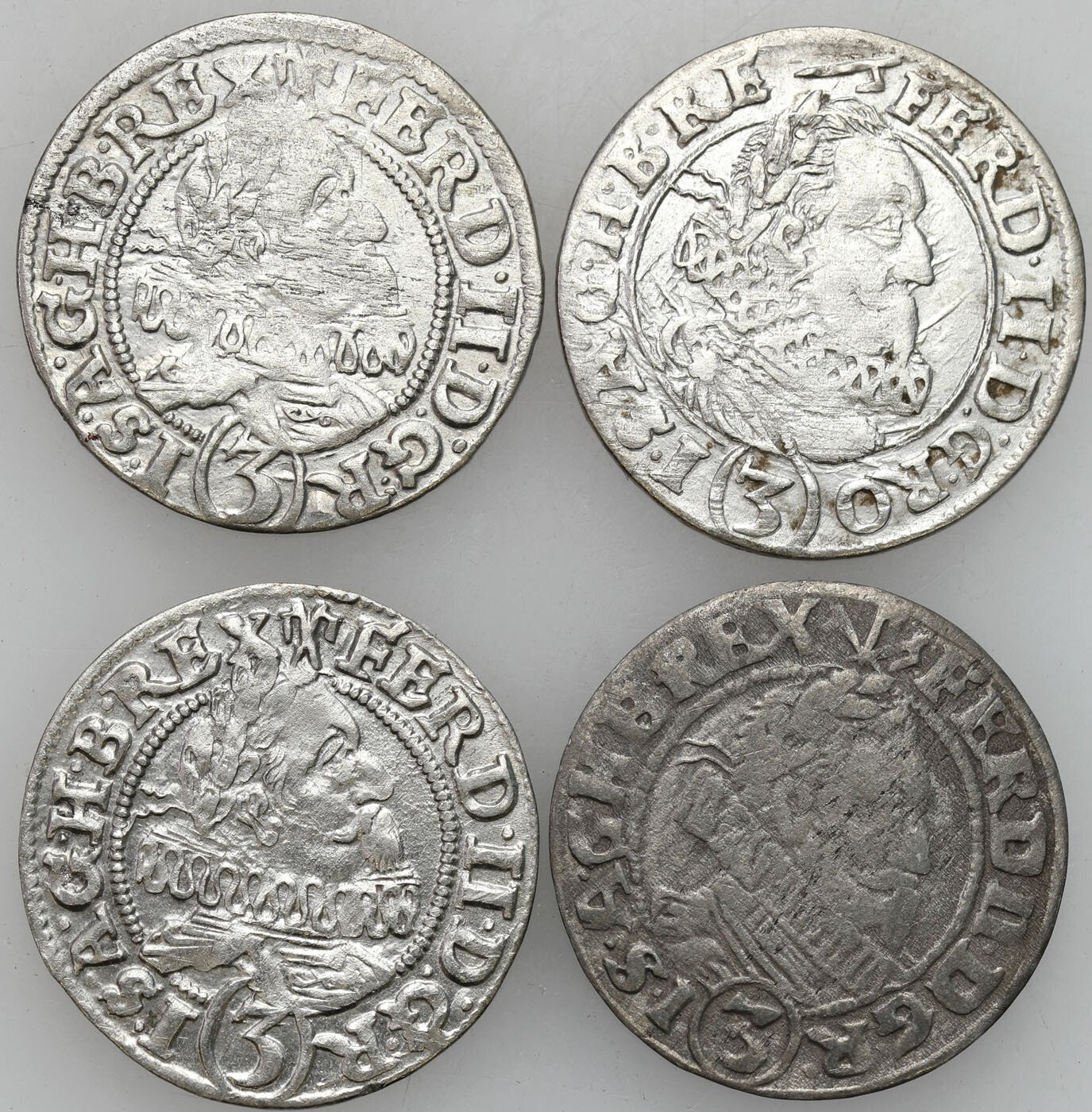 Śląsk, Ferdynand II (1619–1637). 3 krajcary 1627, 1629, 1632 HR, Wrocław