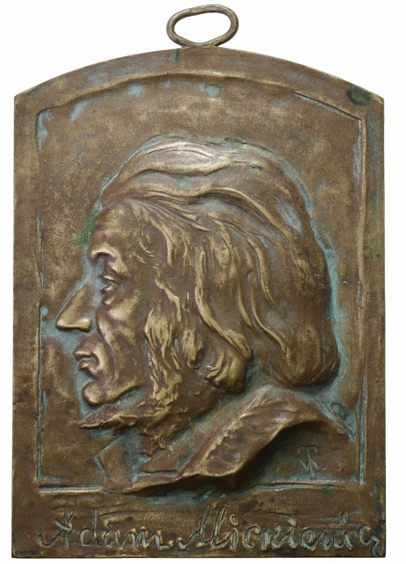 Plakieta koniec XIX w Mickiewicz, syg. Łopieński 