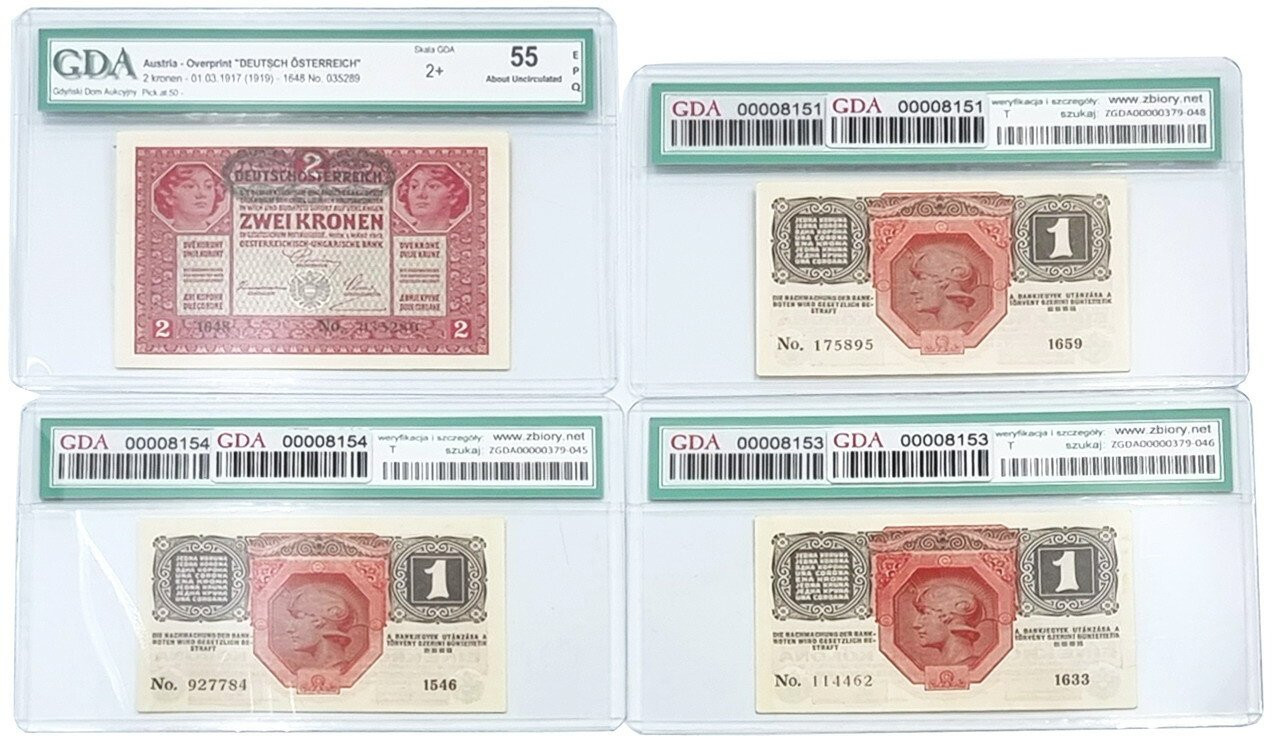 Austria. 1-2 korony 1919, zestaw 4 sztuk 