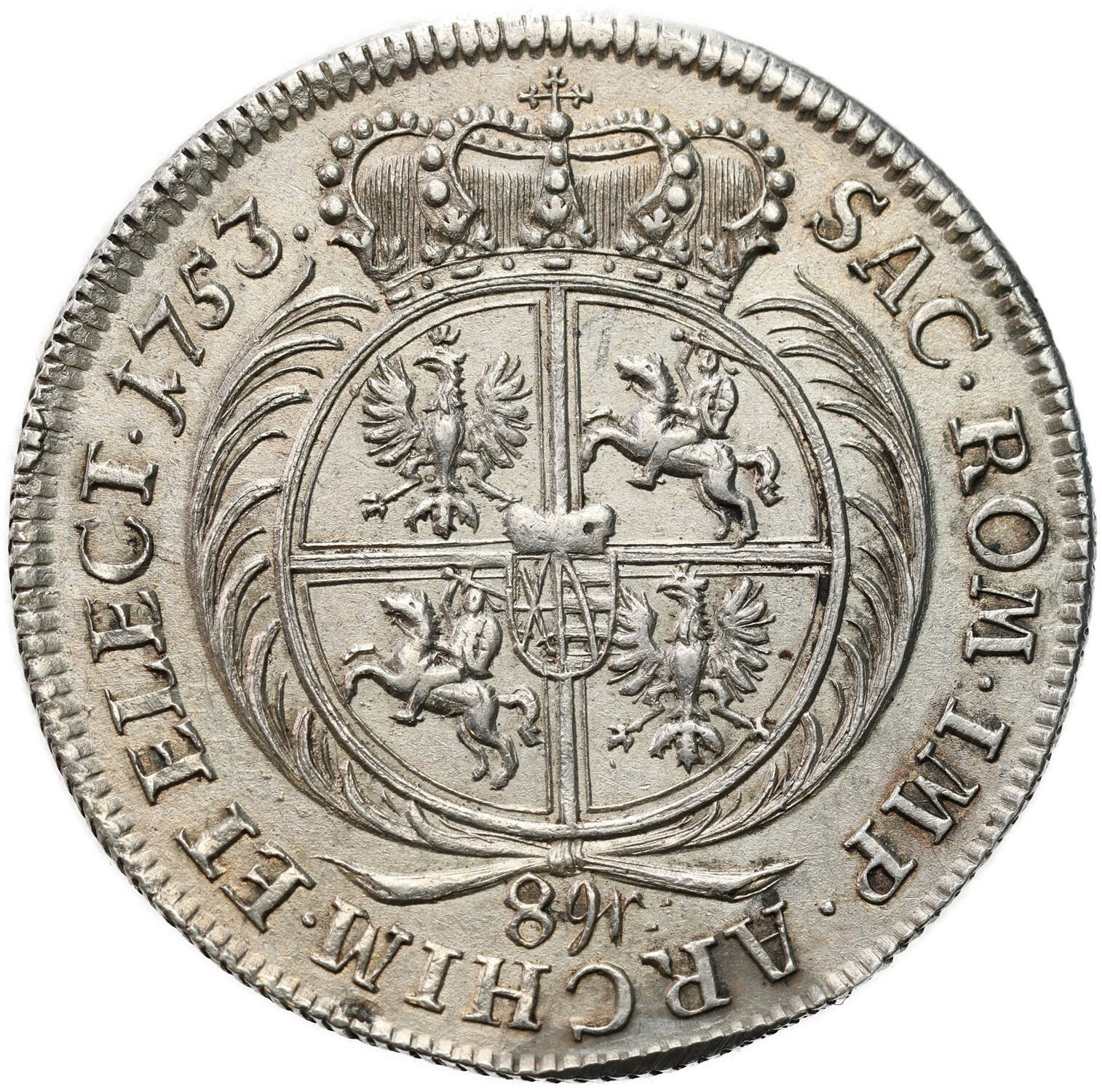 August III Sas. Dwuzłotówka (8 groszy) 1753, Lipsk - gr "PISANE"