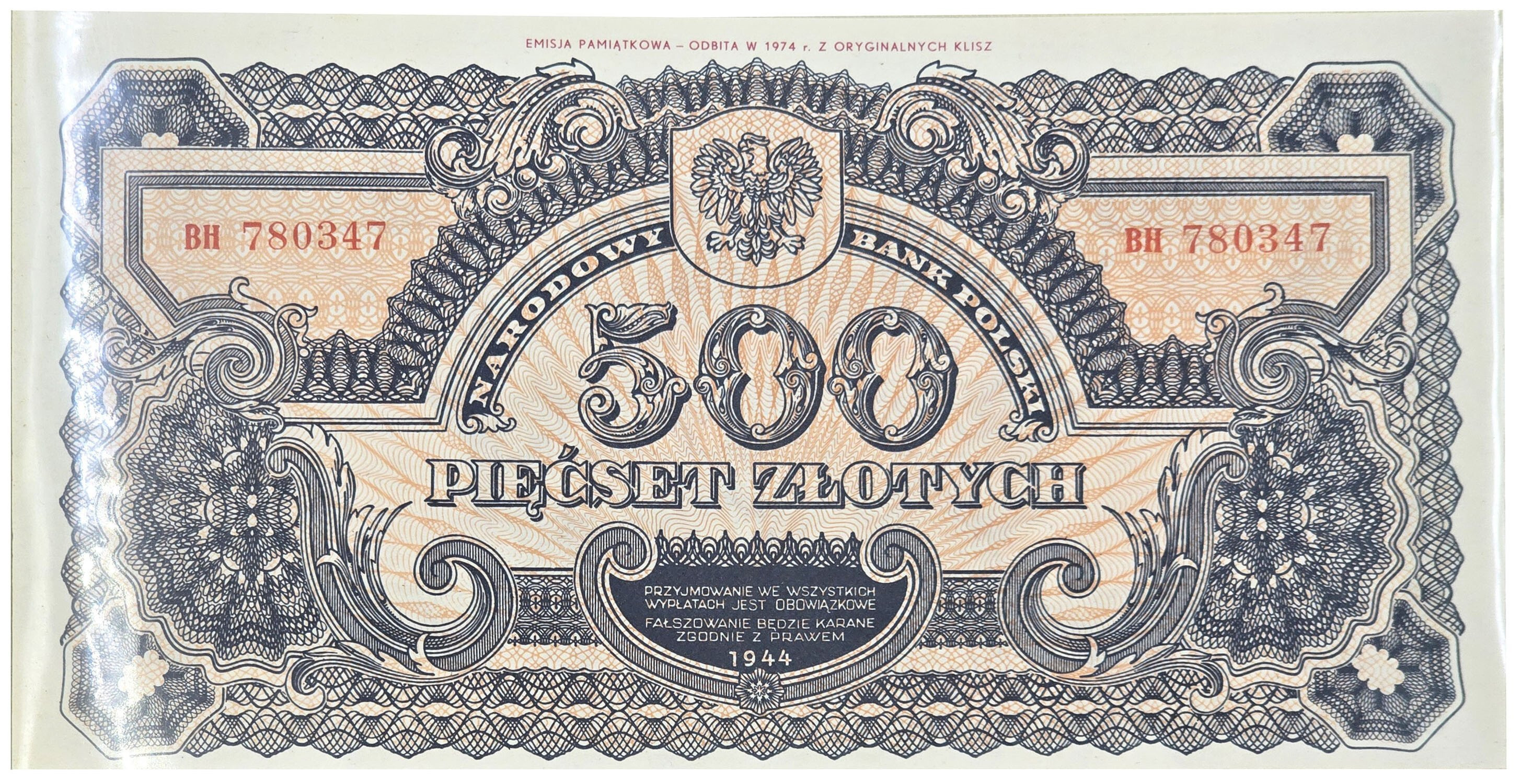 PRL. Emisja pamiątkowa 1944 / 1974 zestaw 9 banknotów
