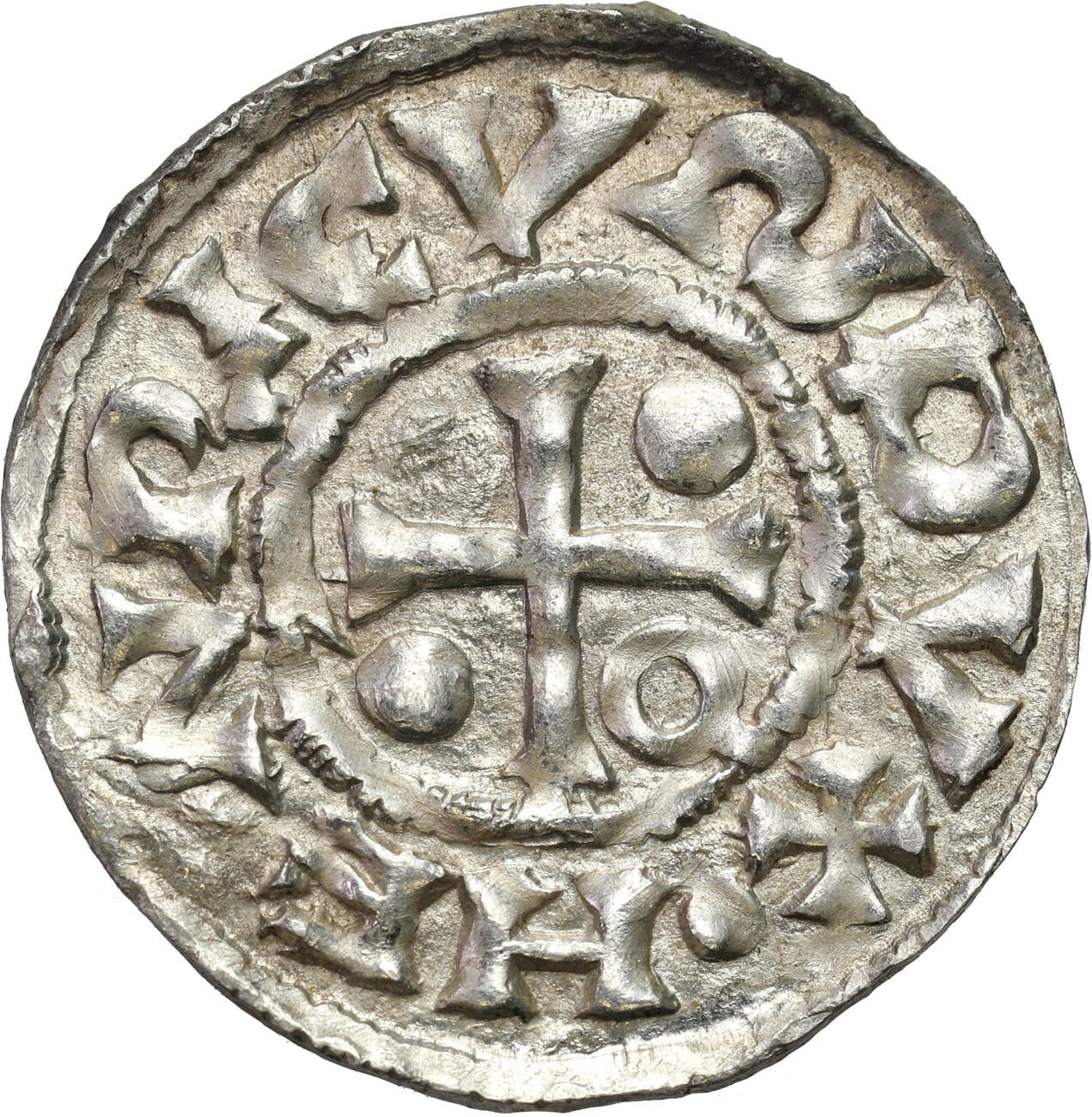 Niemcy, Bawaria, Ratyzbona. Henryk II Kłótnik II - drugie panowanie (985–995). Denar - PIĘKNY