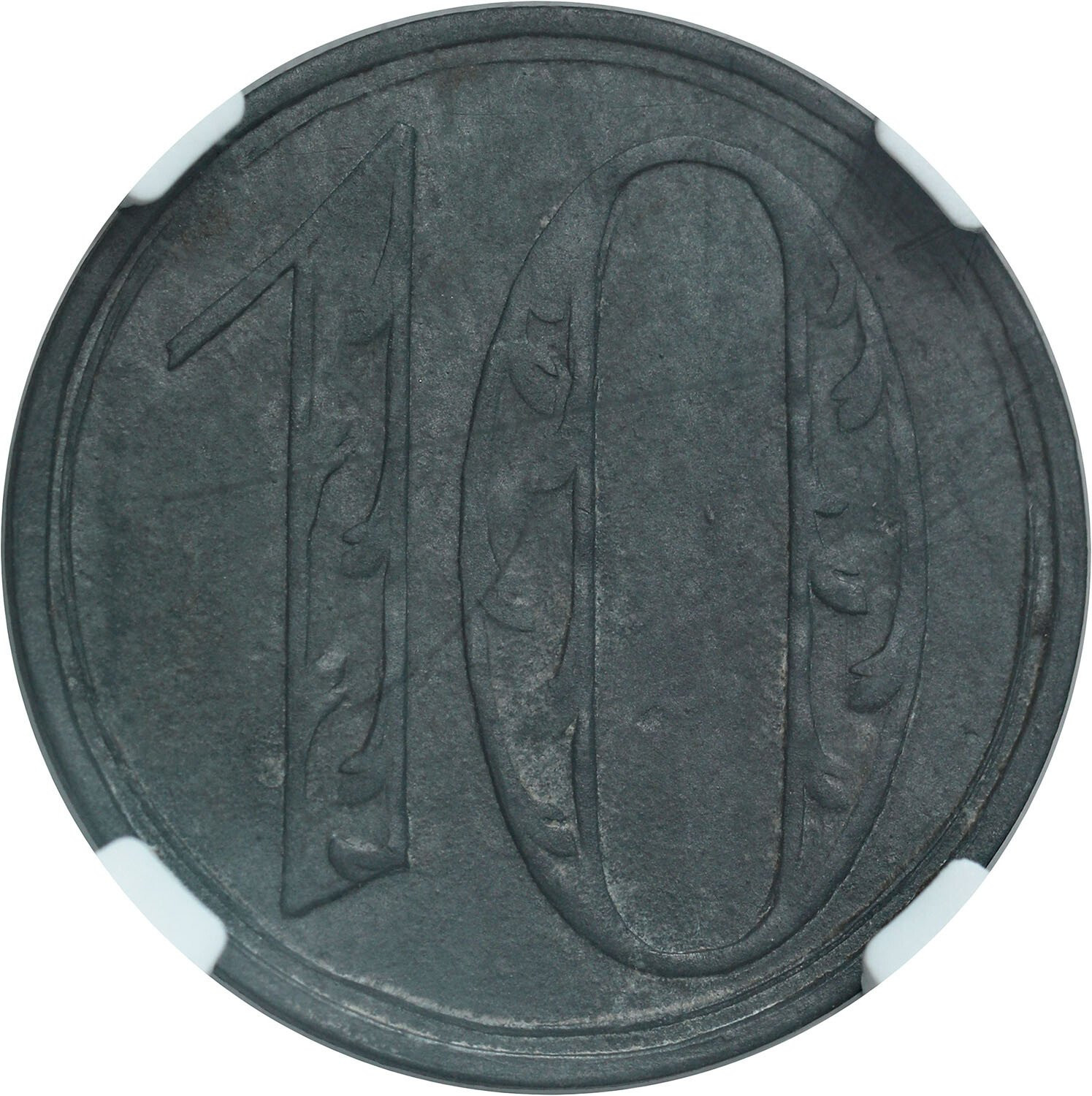 Wolne Miasto Gdańsk/Danzig. 10 fenigów 1920 duża cyfra NGC AU58 - RZADKOŚĆ