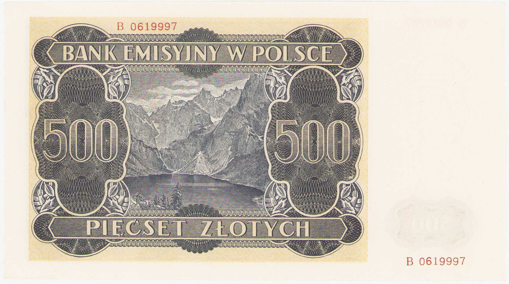 Generalna Gubernia. GÓRAL 500 złotych 1940 seria B