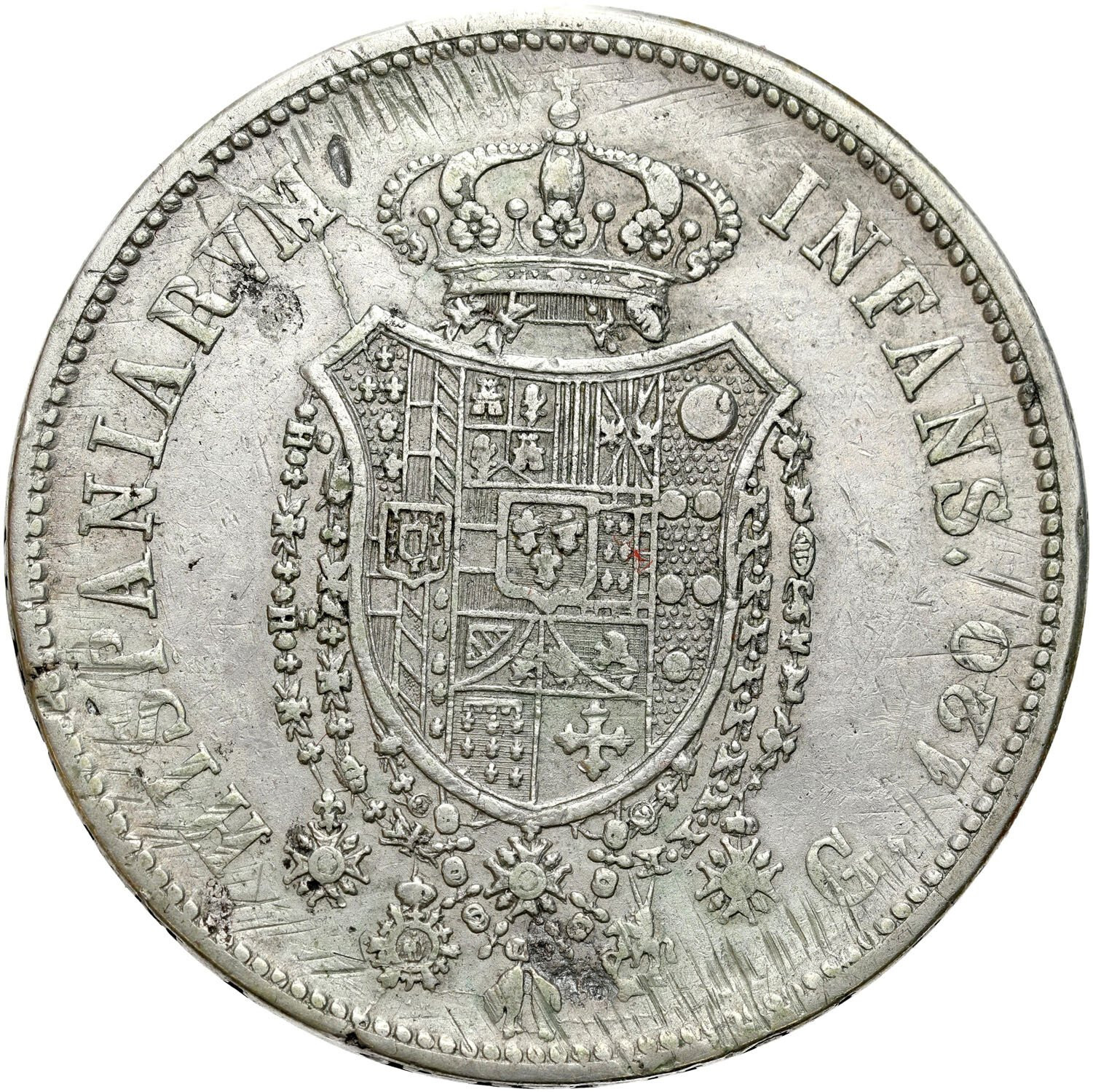Włochy, Sycylia. Ferdynand I (1816–1825). Piastra = 120 grana 1818