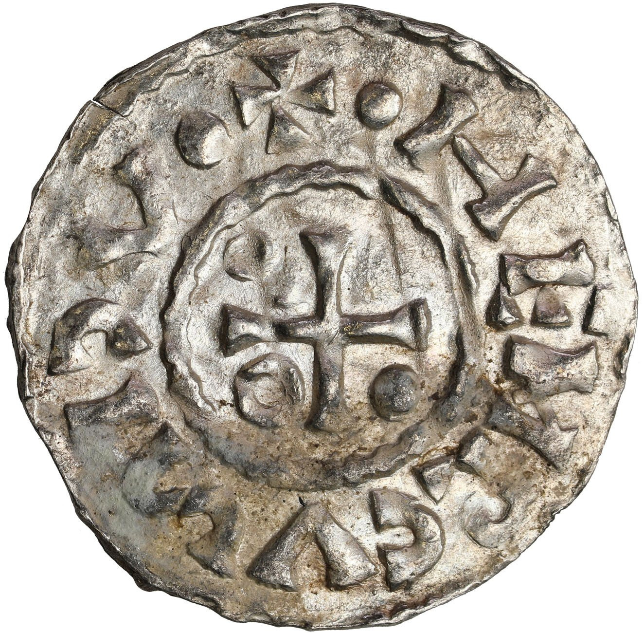 Niemcy, Bawaria, Ratyzbona. Henryk II Kłótnik II - drugie panowanie (985–995). Denar - PIĘKNY