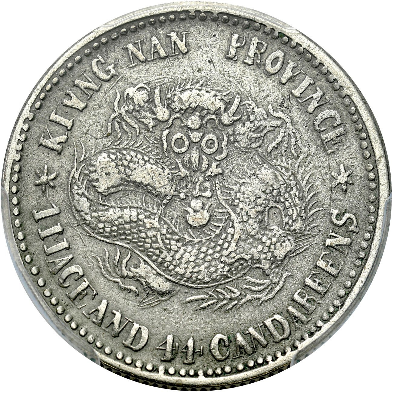 Chiny, Kiangnan. 20 centów bez daty (1899). PCGS VF - NIENOTOWANE - RZADKOŚĆ