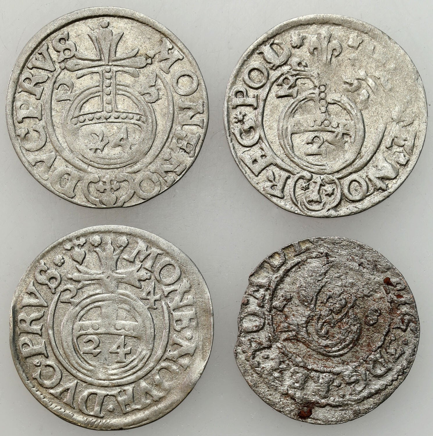 Zygmunt III Waza, Jerzy Wilhelm. Półtorak, Szeląg 1618-1625, zestaw 4 sztuk