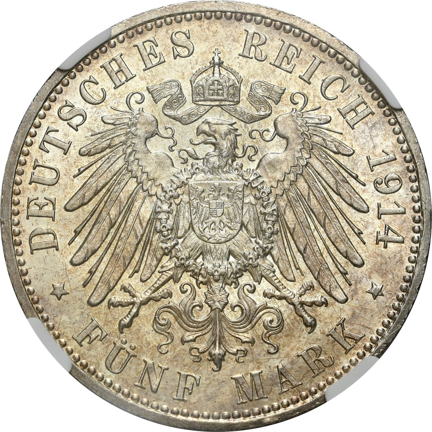 Niemcy, Anhalt - Dessau. Fryderyk II (1904–1918). 5 marek 1914, Berlin NGC MS62 - PIĘKNE