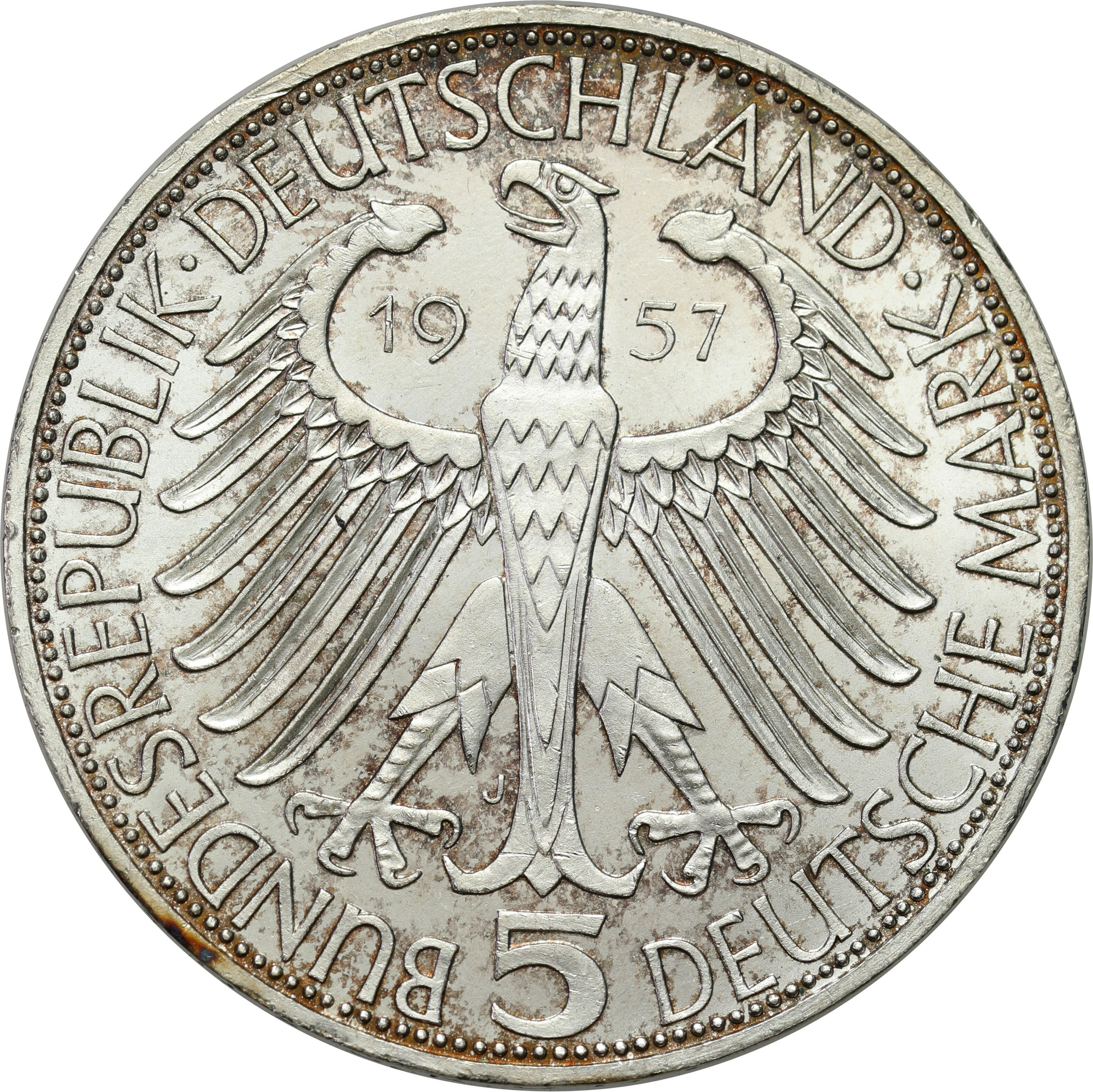 Niemcy, RFN. 5 marek 1957 J, Hamburg, 100. rocznica śmierci Józefa Freiherr von Eichendorff – RZADKIE