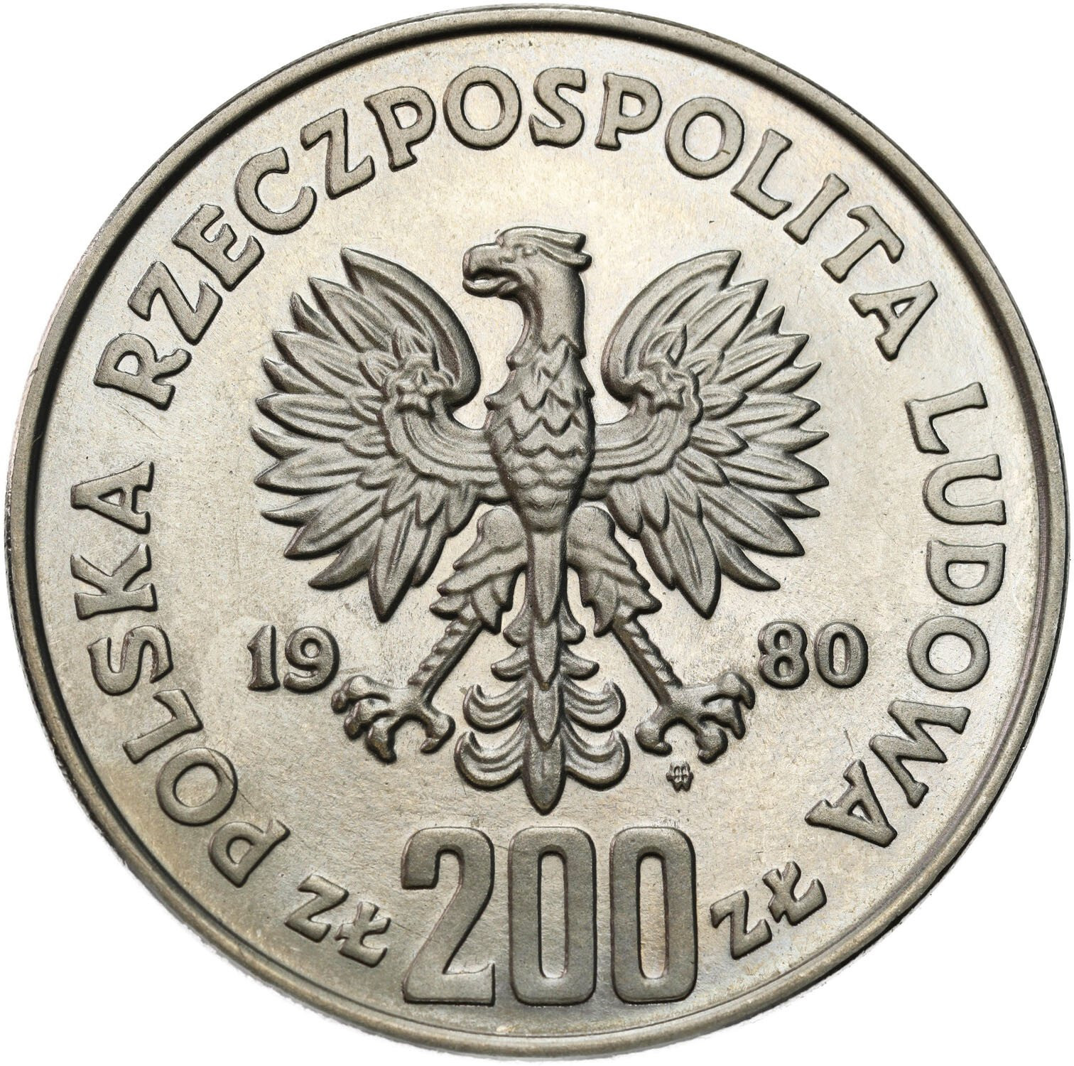 PRL. PRÓBA Nikiel 200 złotych 1980 – Kazimierz Odnowiciel – popiersie