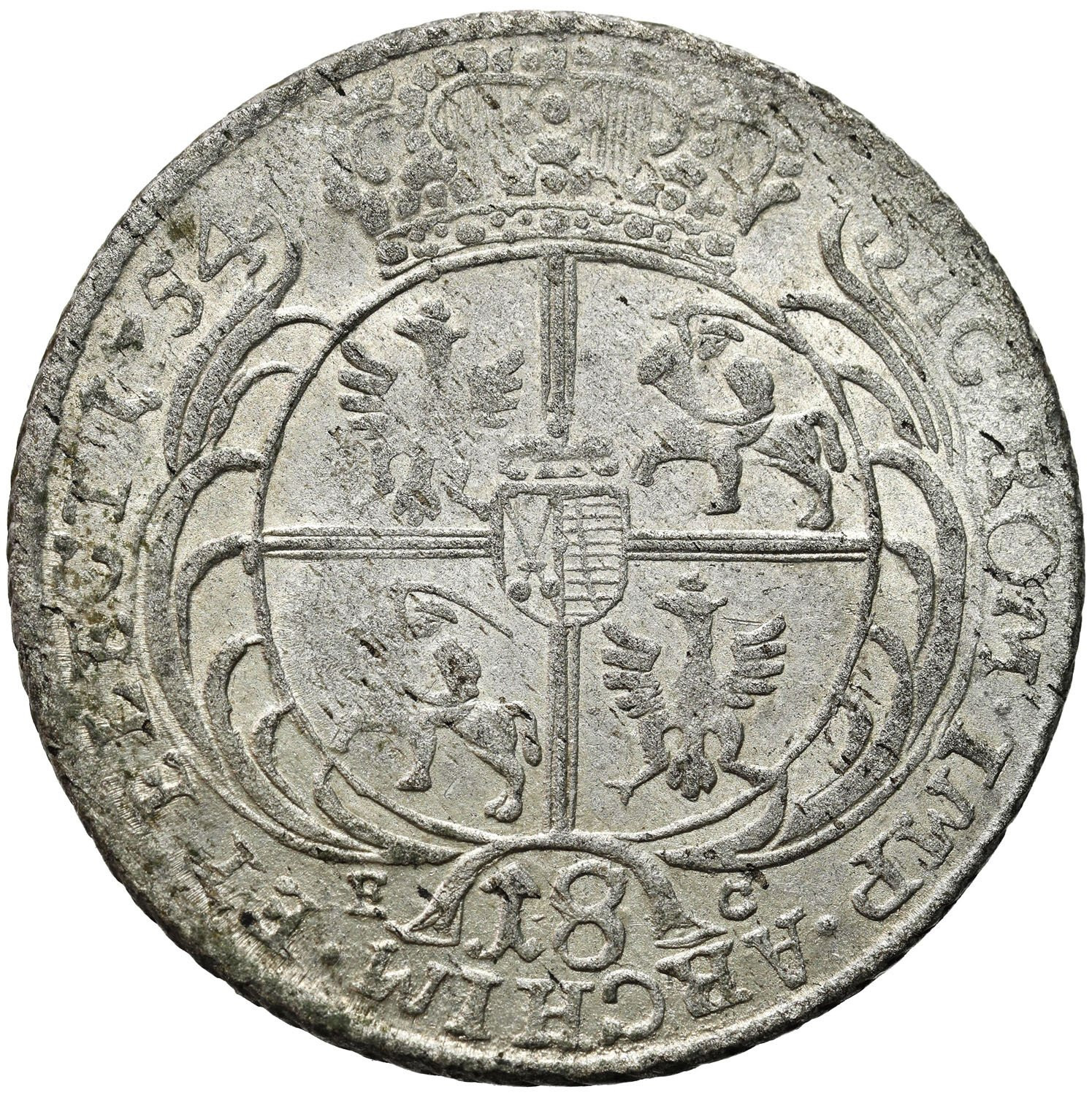 August III Sas. Ort (18 groszy) 1754, Lipsk