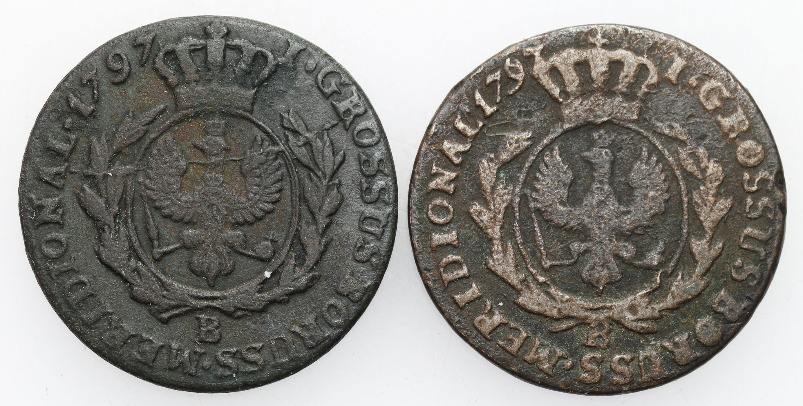 Zabór pruski, Prusy Południowe. Fryderyk Wilhelm II (1786-1797). Grosz 1797 B, Wrocław, zestaw 2 monet