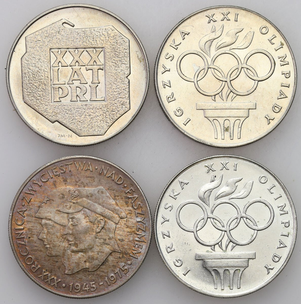 PRL. 200 złotych 1974-1976 Mapka, Igrzyska, Faszyzm, zestaw 4 sztuk  