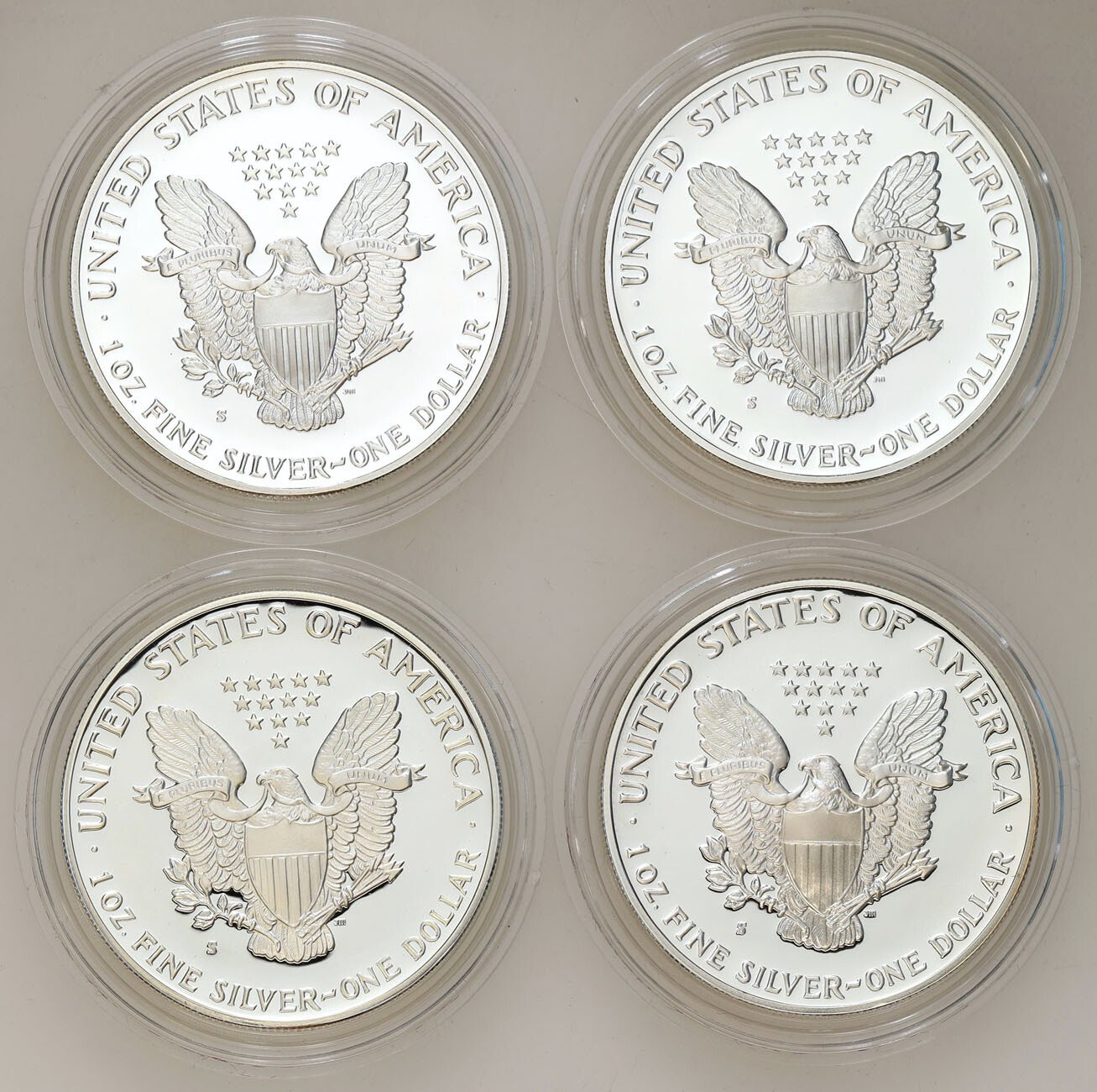 USA. 1 dolar 1988-1991 S, San Francisco, zestaw 4 sztuk