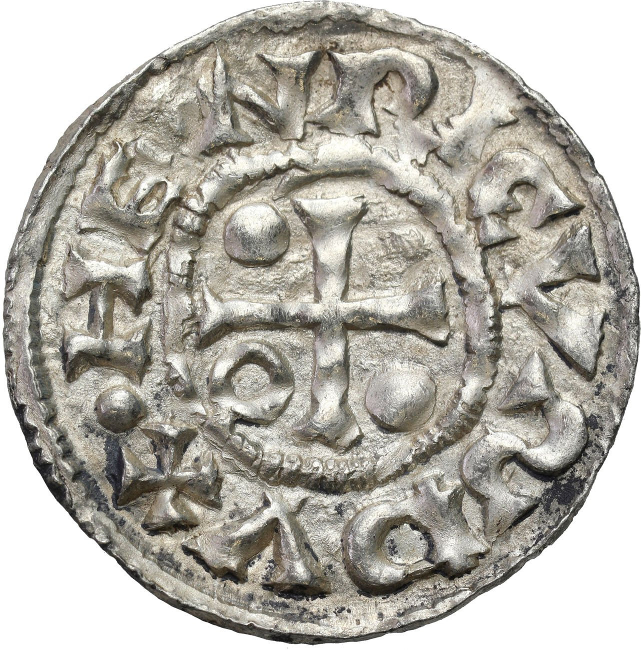 Niemcy, Bawaria, Ratyzbona. Henryk II Kłótnik II - drugie panowanie (985–995). Denar - PIĘKNY