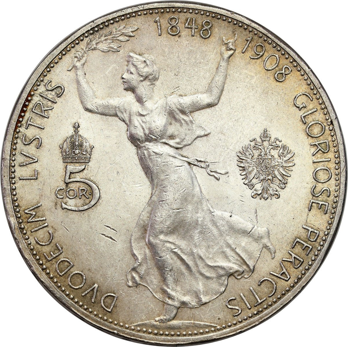 Austria. Franciszek Józef I. 5 koron 1908, Wiedeń – PIĘKNE