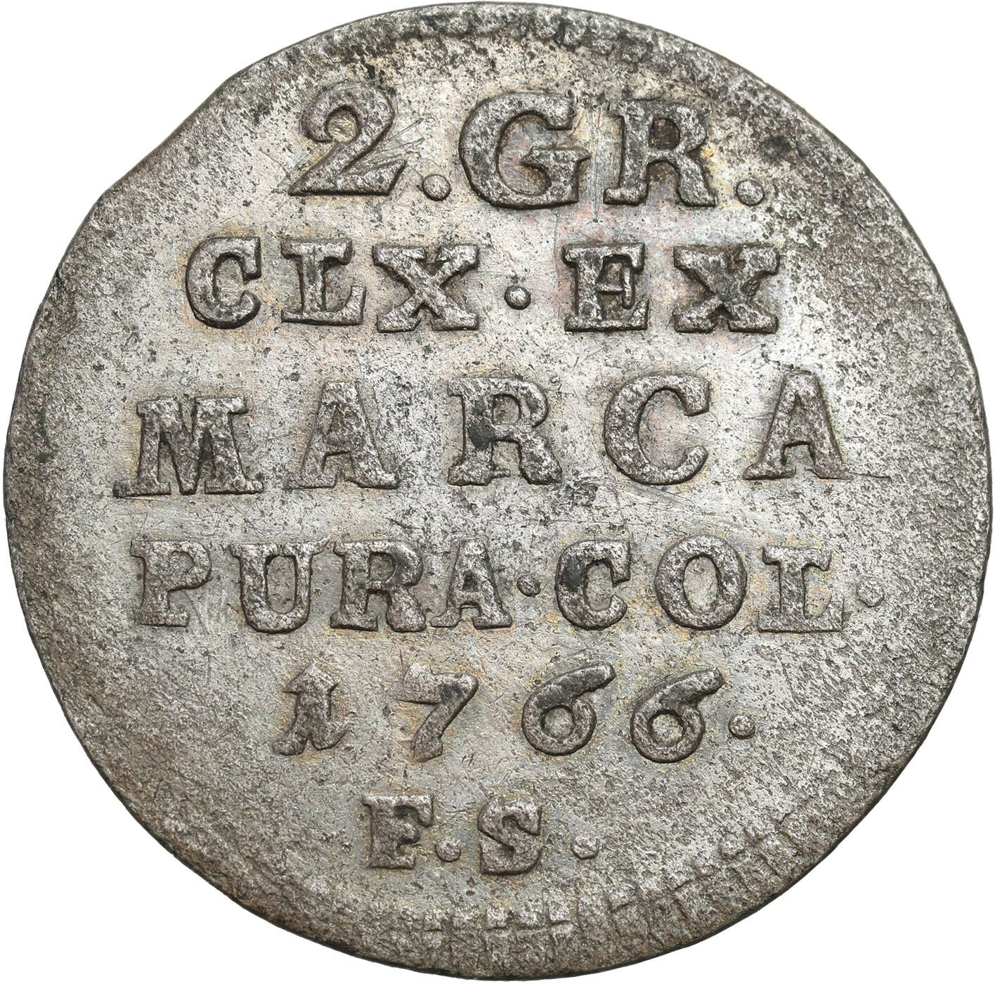 Stanisław August Poniatowski. 2 grosze (półzłotek) 1766 FS, Warszawa 