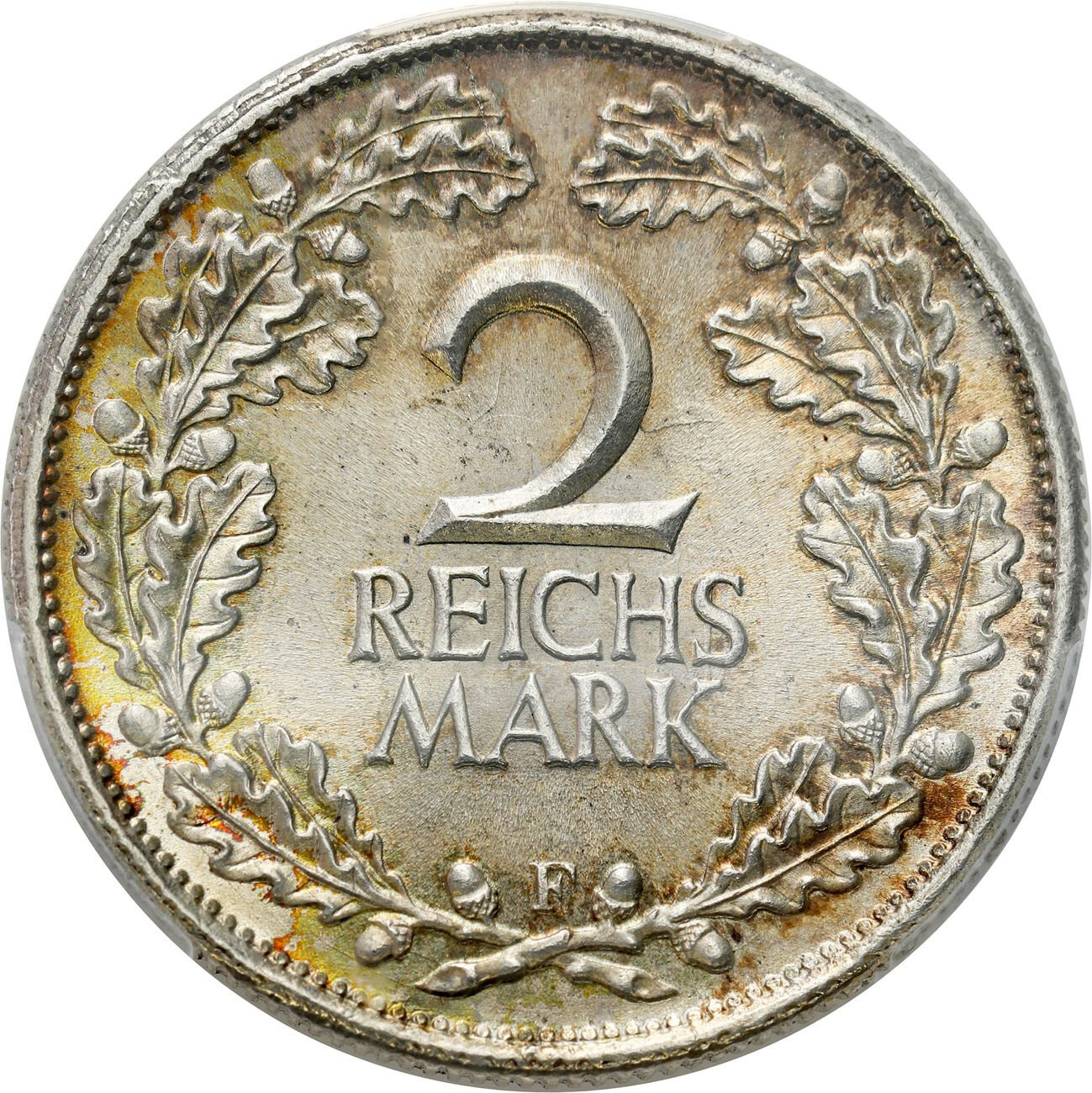 Niemcy, Republika Weimarska. 2 Marki 1925 F, Stuttgart PCGS MS65 (2 MAX) – WYŚMIENITE 