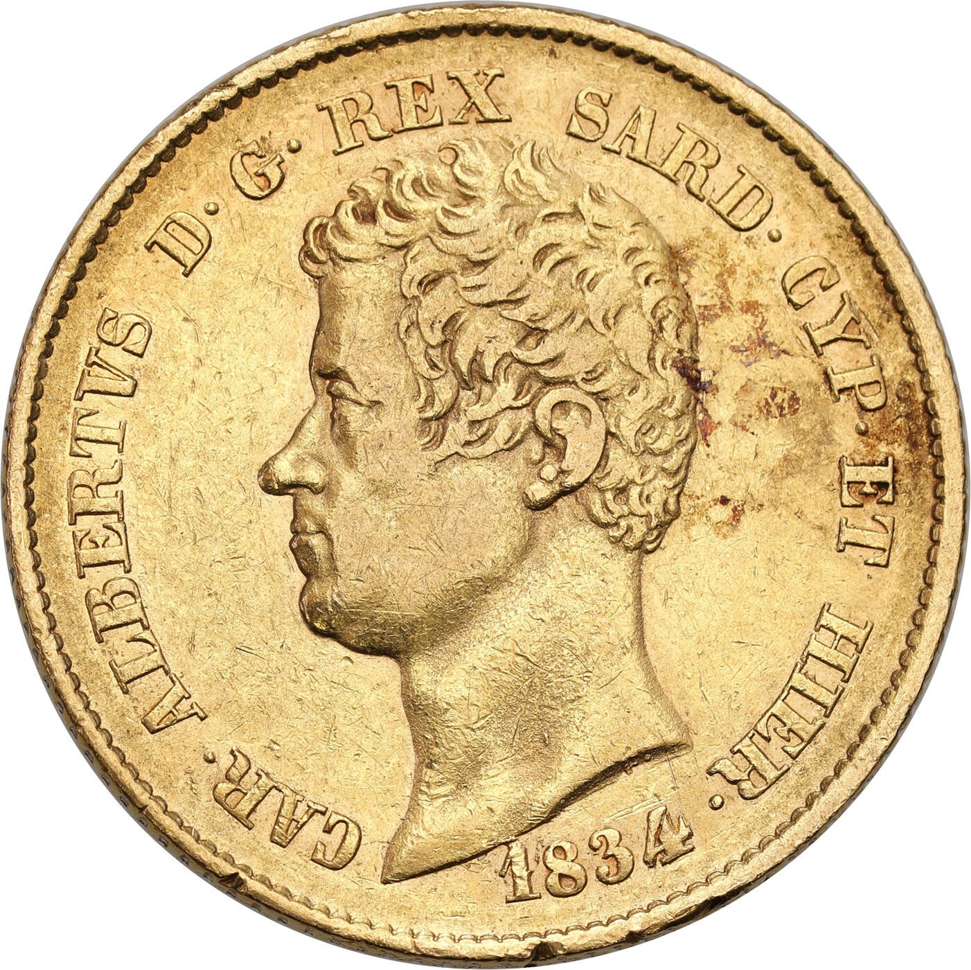 Włochy, Sardynia. Karol Albert (1831–1849). 20 lirów 1834, Turyn