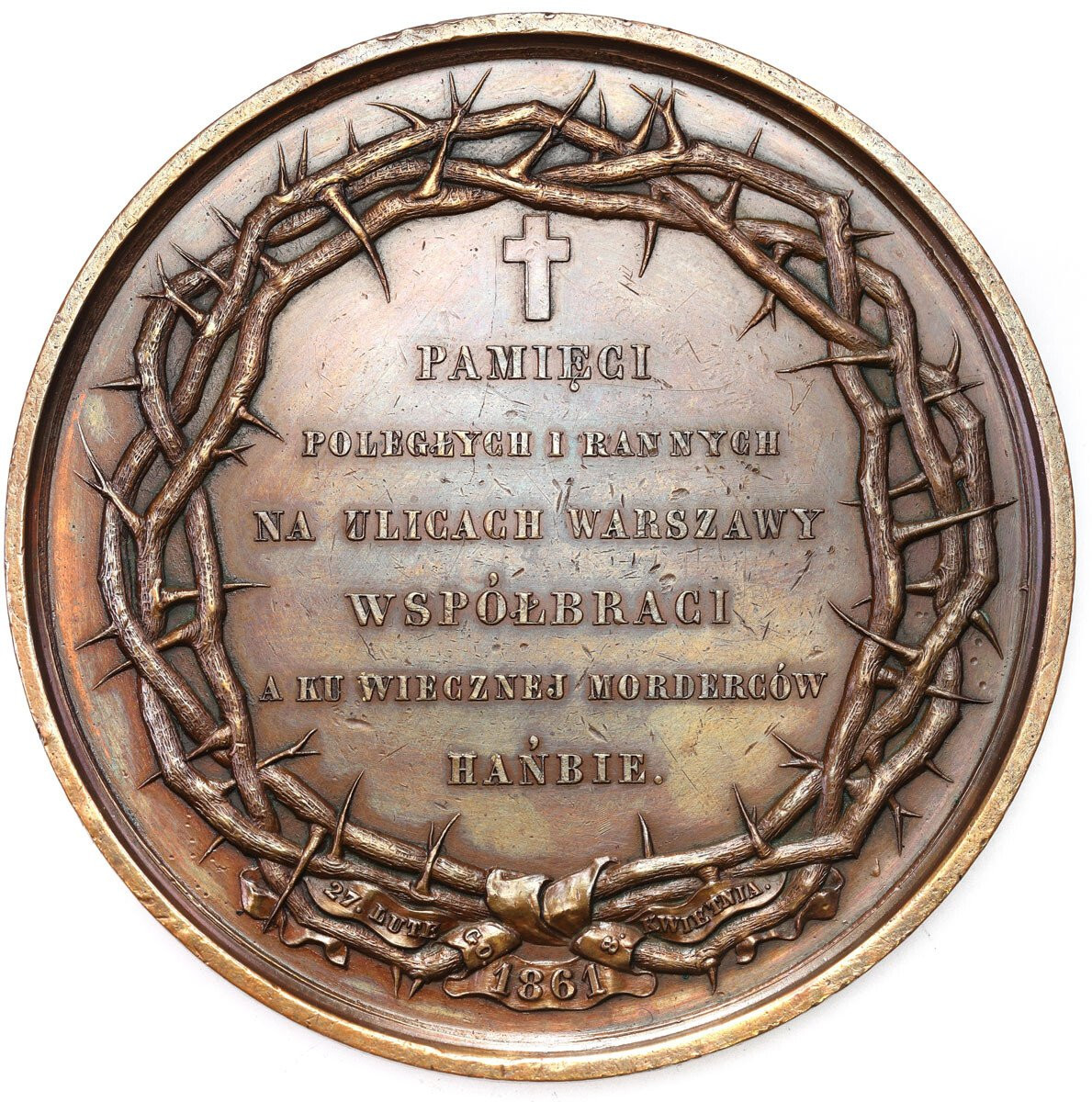 Polska pod zaborami. Medal Żałoby Narodowej 1861, - RZADKI 