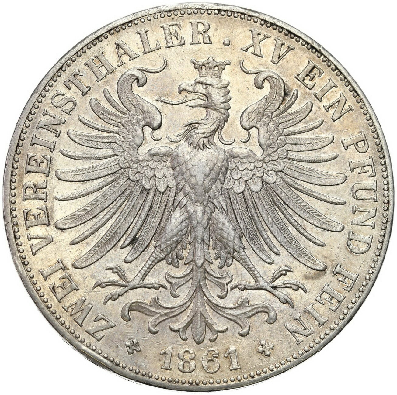 Niemcy, Frankfurt. Dwutalar = 3 1/2 guldena 1861 