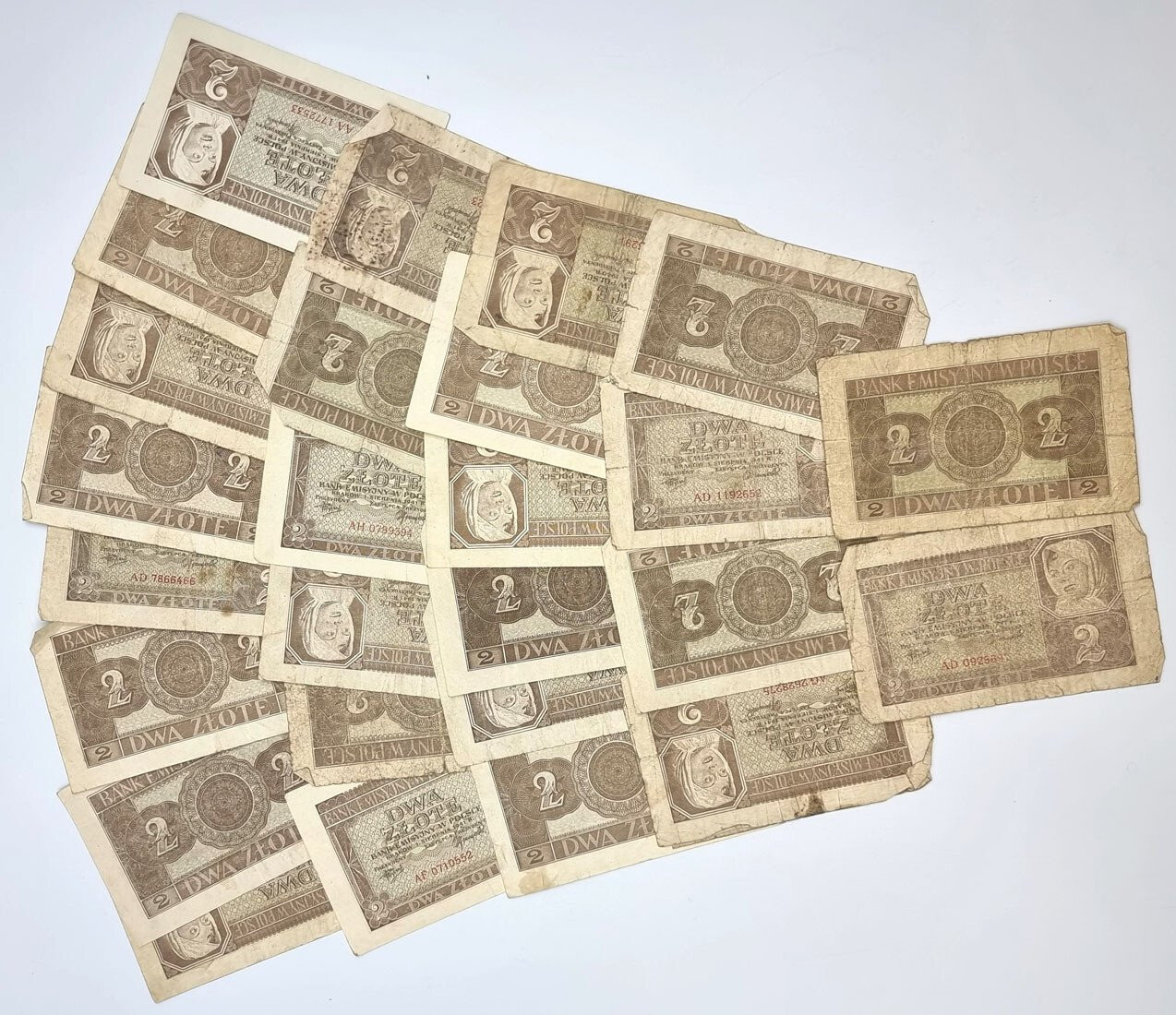 Banknoty. Generalna Gubernia 2 złote 1940, zestaw 27 sztuk