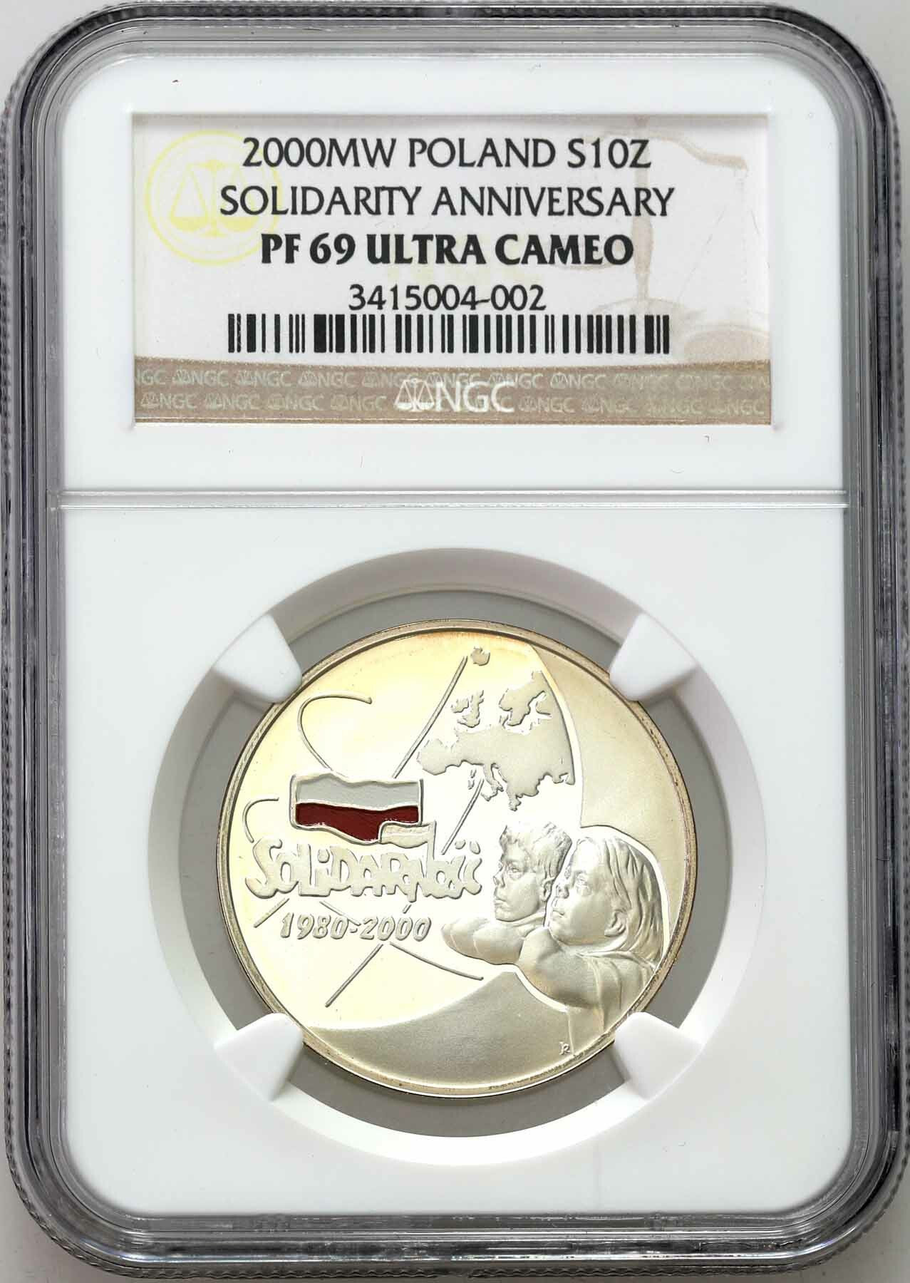 10 złotych 2000 Solidarność NGC PF69 ULTRA CAMEO (2MAX) 