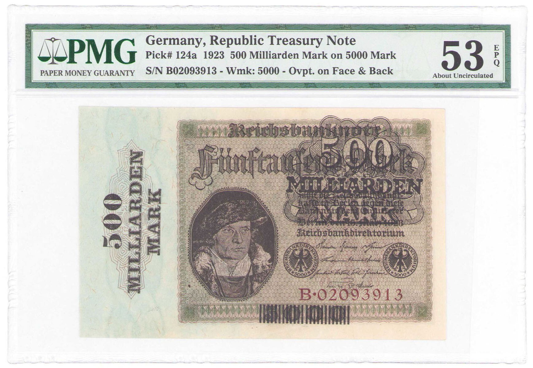 Niemcy. 500 miliardów marek 1923 seria B. PMG 53 EPQ – RZADSZY 