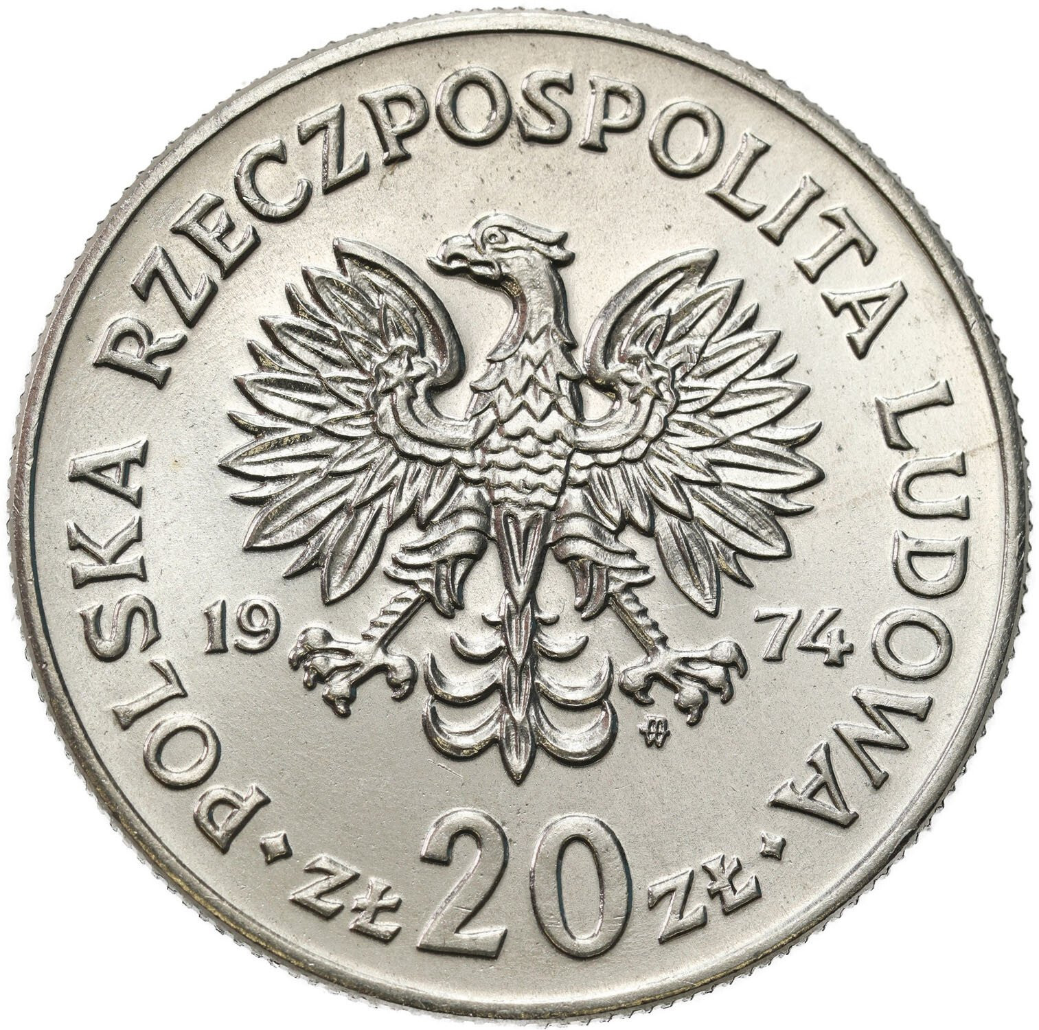 PRL. PRÓBA Nikiel 20 złotych 1974 - Marceli Nowotko