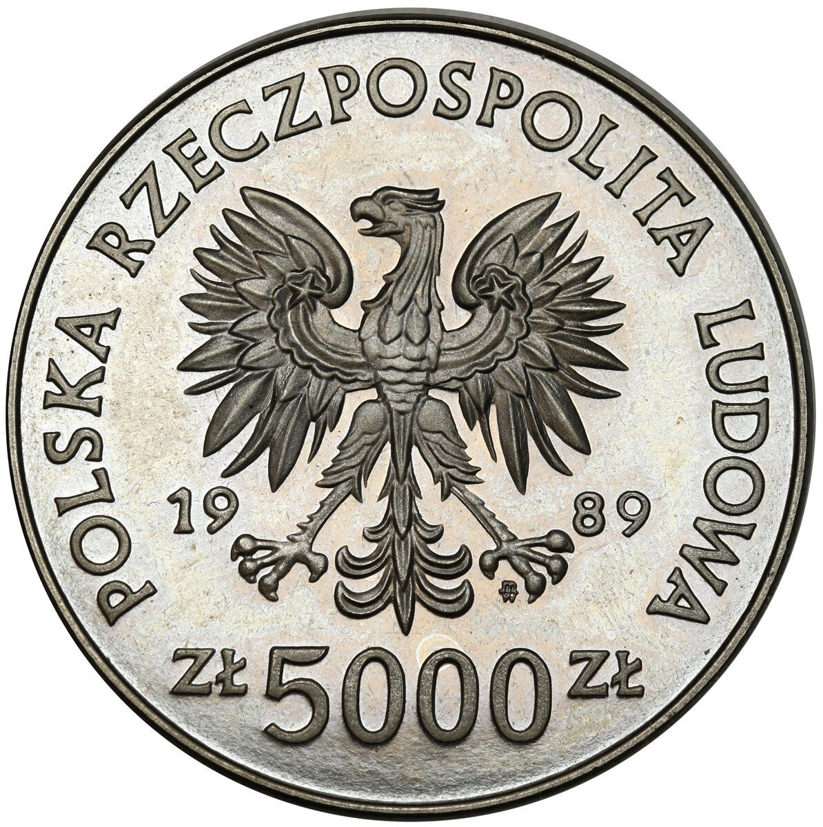 PRL. PRÓBA Nikiel 5000 złotych 1989 - Westerplatte