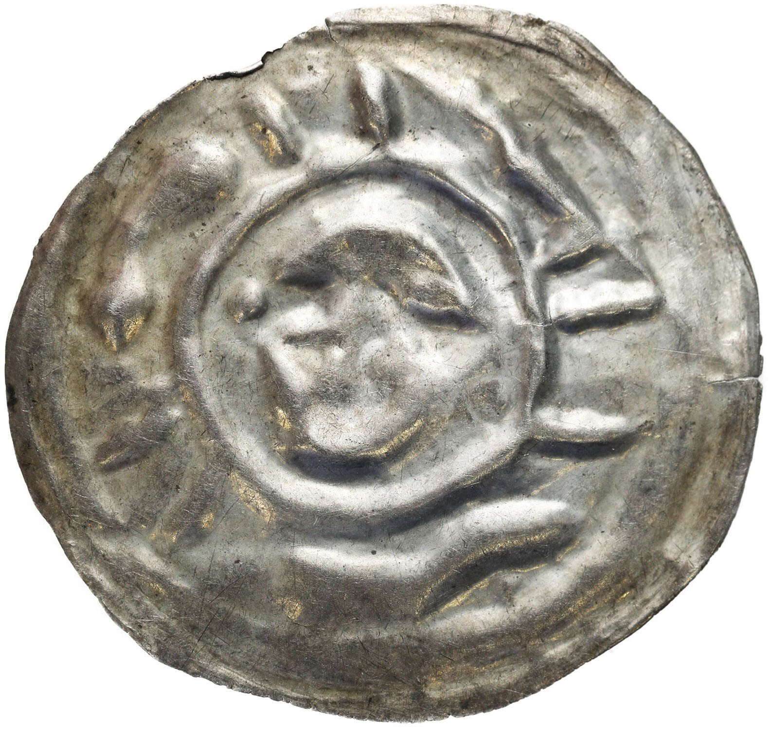 Śląsk, Księstwo Wrocławskie. Henryk I Brodaty (1201-1238), lub Henryk II Pobożny (1238-1241), Brakteat ratajski - RZADKI