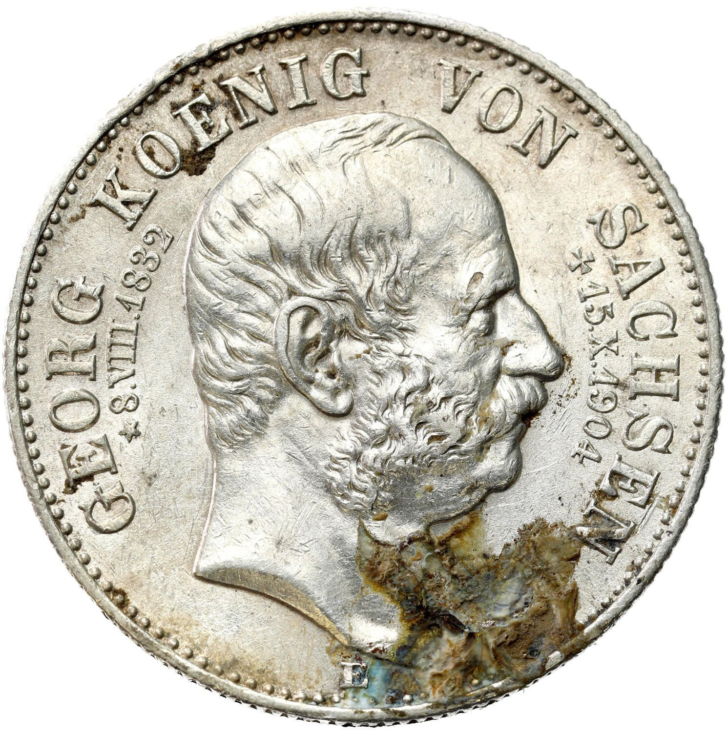 Niemcy, Saksonia. Jerzy (1902–1904). 2 marki 1904 E, Muldenhütten