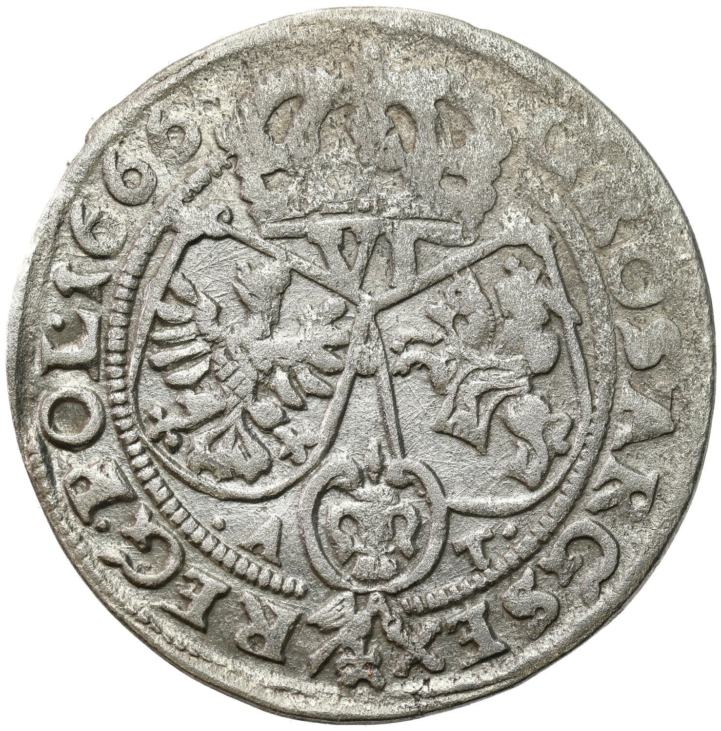 Jan II Kazimierz. Szóstak 1666 AT, Bydgoszcz - ex Pączkowski