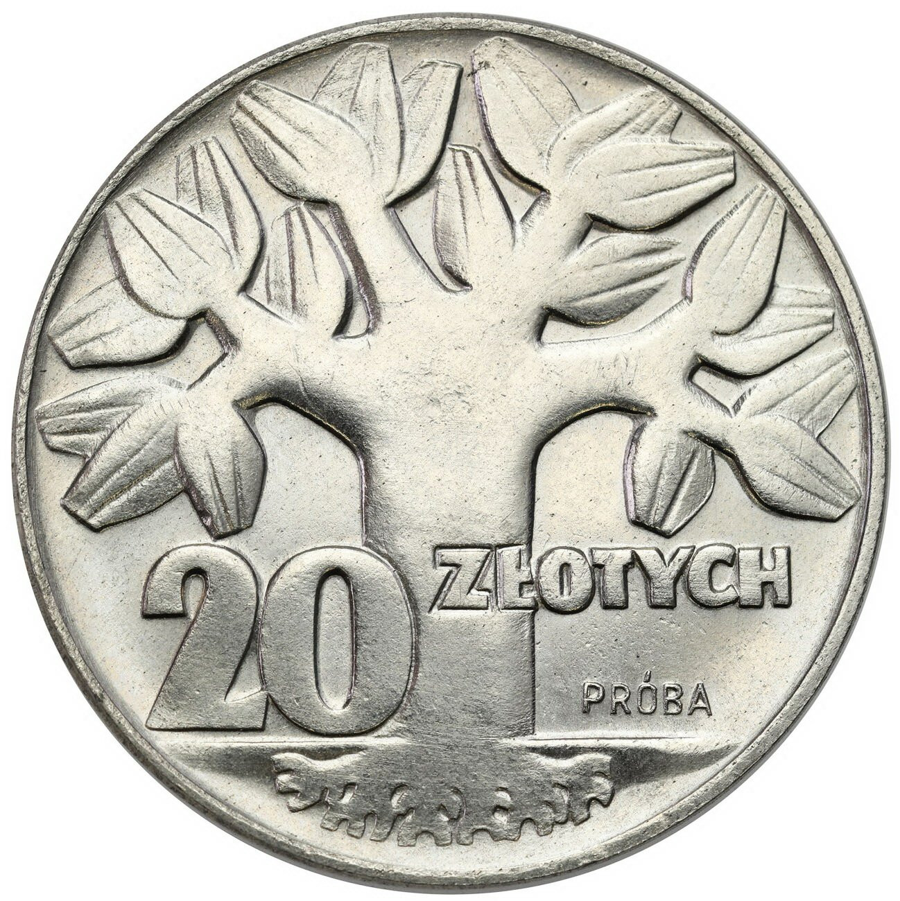  PRL. PRÓBA Nikiel 20 złotych 1964 – drzewo