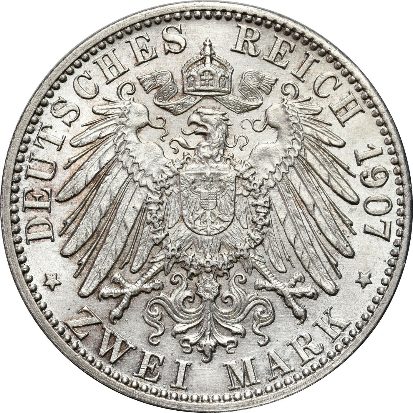  Niemcy. Badenia. 2 marki 1907 G, Karlsruhe