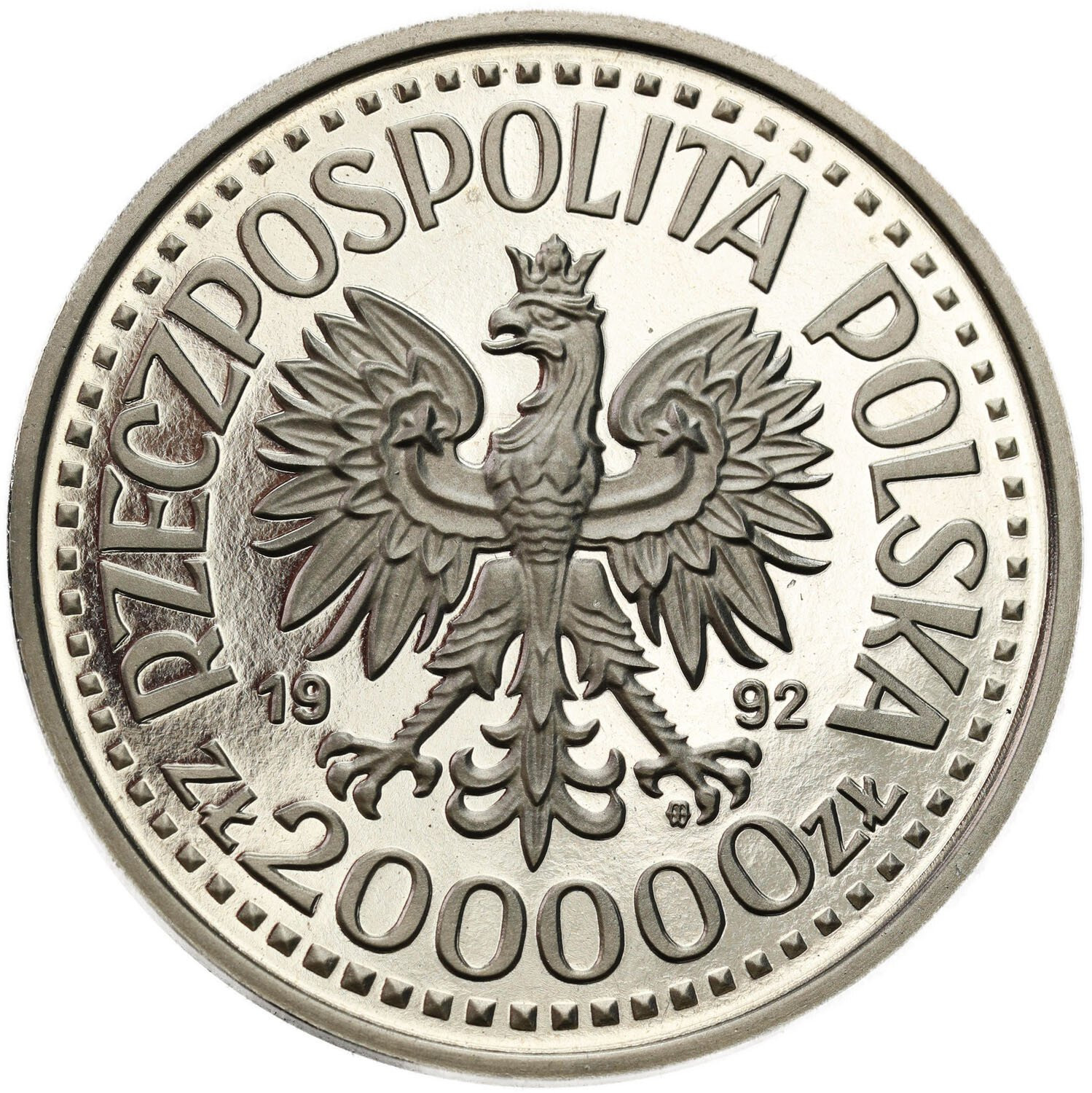 III RP. PRÓBA Nikiel 200.000 złotych 1992 Staszic
