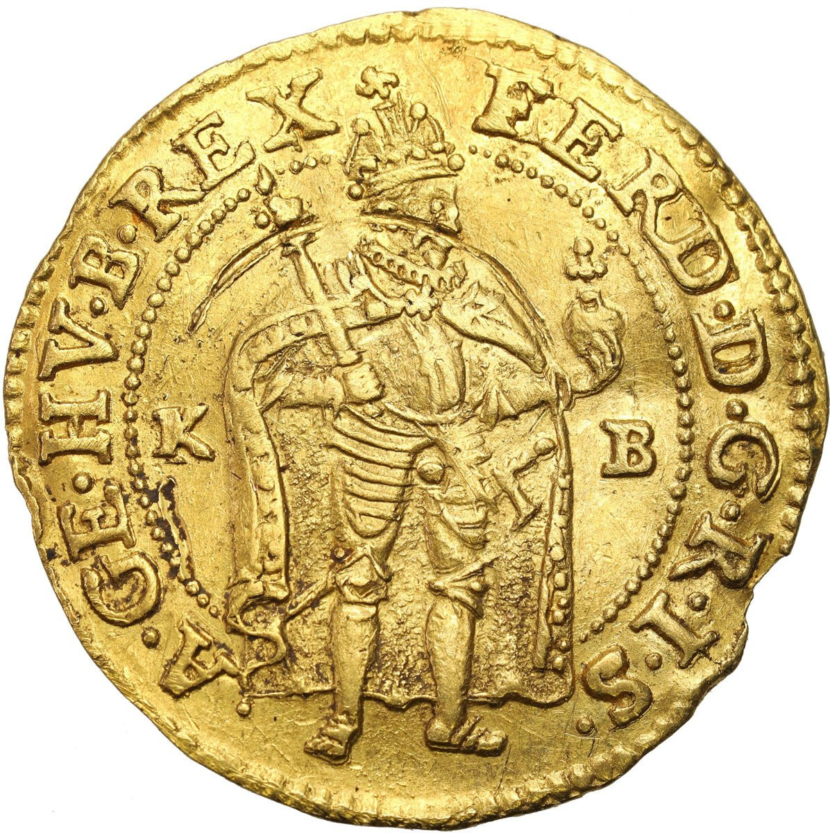 Węgry. Ferdinand II (1619-1637). Dukat 1623 KB, Kremnica