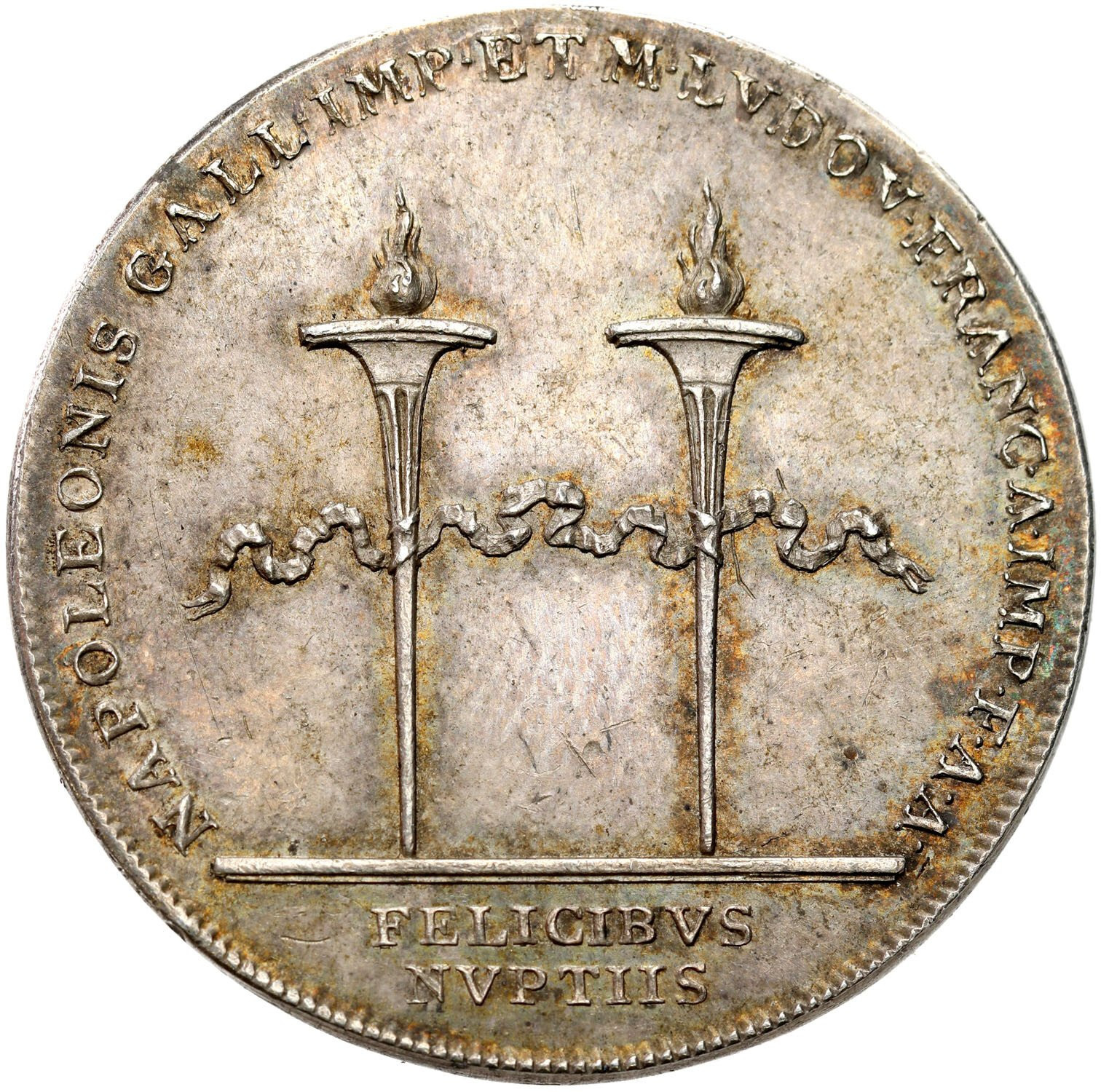 Austria. Franciszek I. Żeton zaślubinowy Napoleona I z Marią Ludwiką 1810 - RZADKI i PIĘKNY