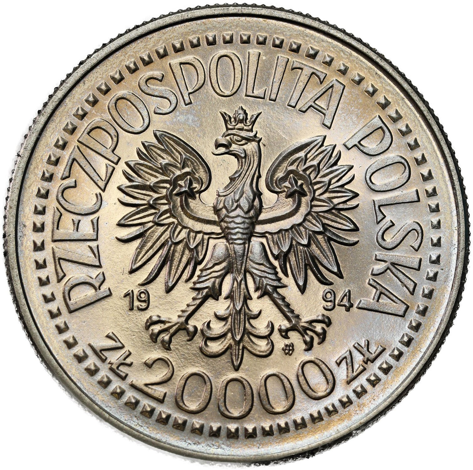 III RP. PRÓBA Nikiel 20.000 złotych 1994 Zygmunt Stary - PIĘKNE