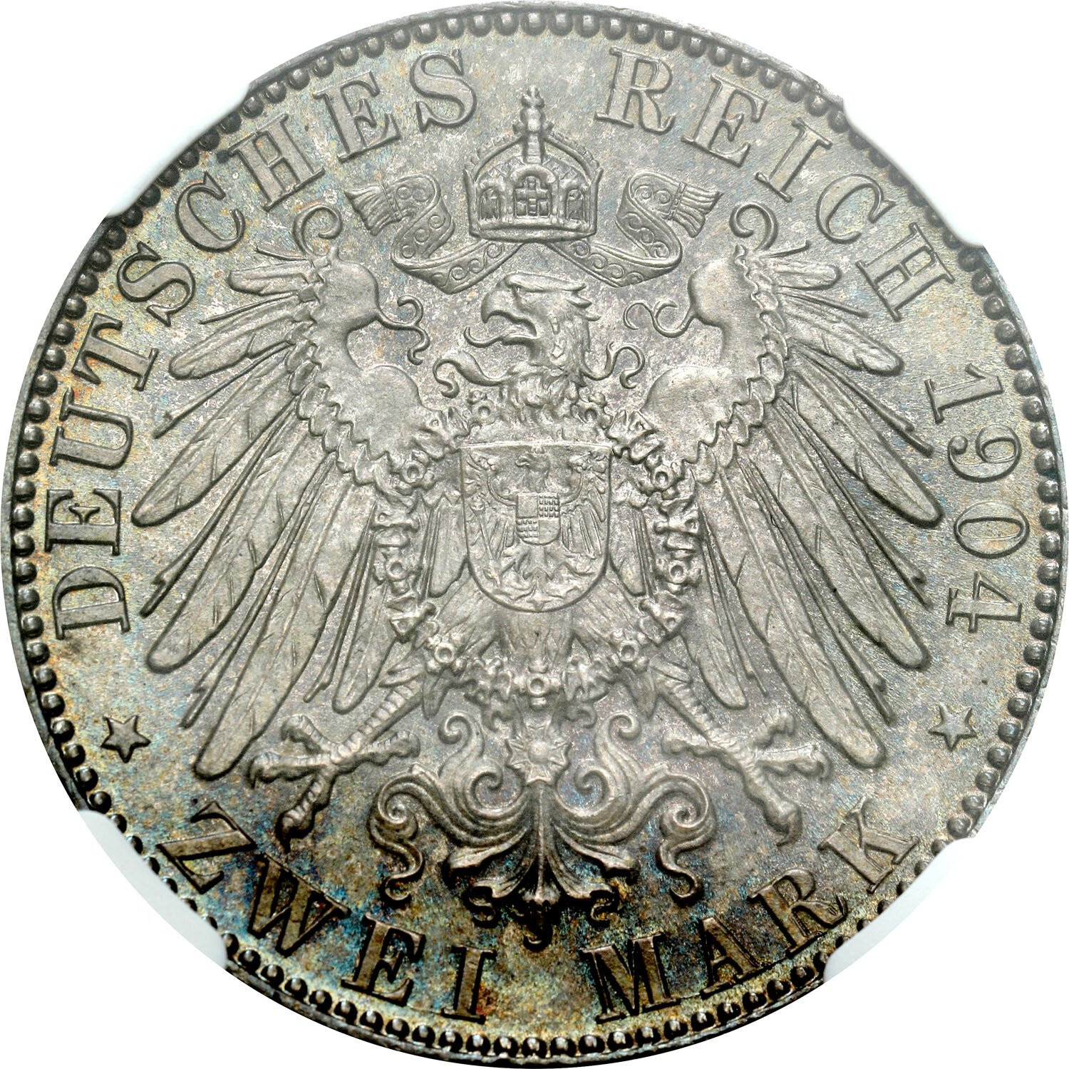 Niemcy, Saksonia. Jerzy (1902-1904). 2 marki 1903 E, Muldenhütten NGC MS63 - PIĘKNE