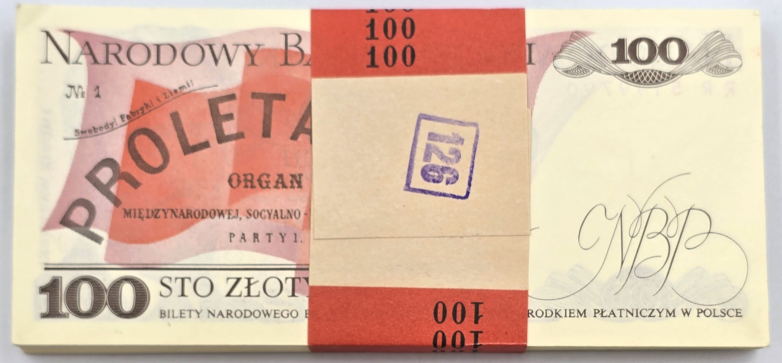 PRL. 100 złotych 1988 Waryński seria RR, zestaw 100 sztuk - PACZKA BANKOWA