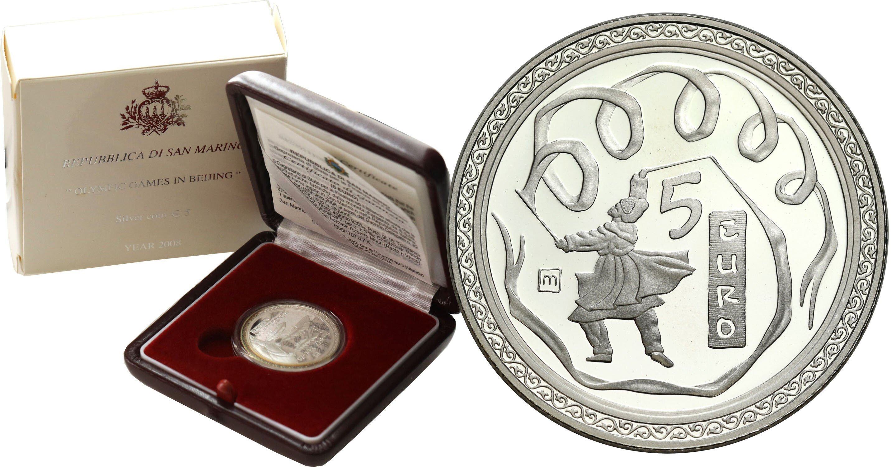 Włochy. San Marino. 5 euro 2008 Olimpiada Pekin