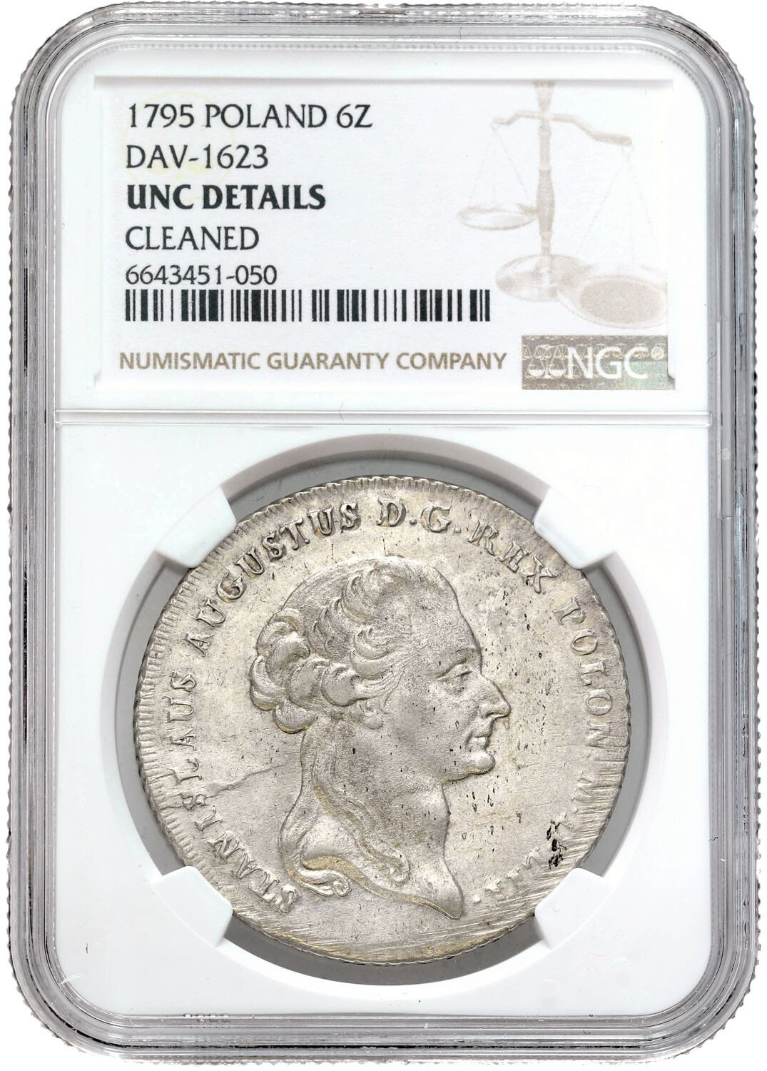 Stanisław August Poniatowski. Talar 1795, Warszawa NGC UNC - PIĘKNY