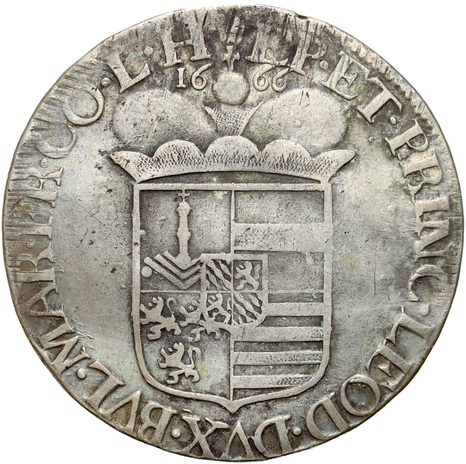 Belgia. Maksymilian Henryk Bawarski (1650–1688). Patagon 1666, Liège - RZADKI