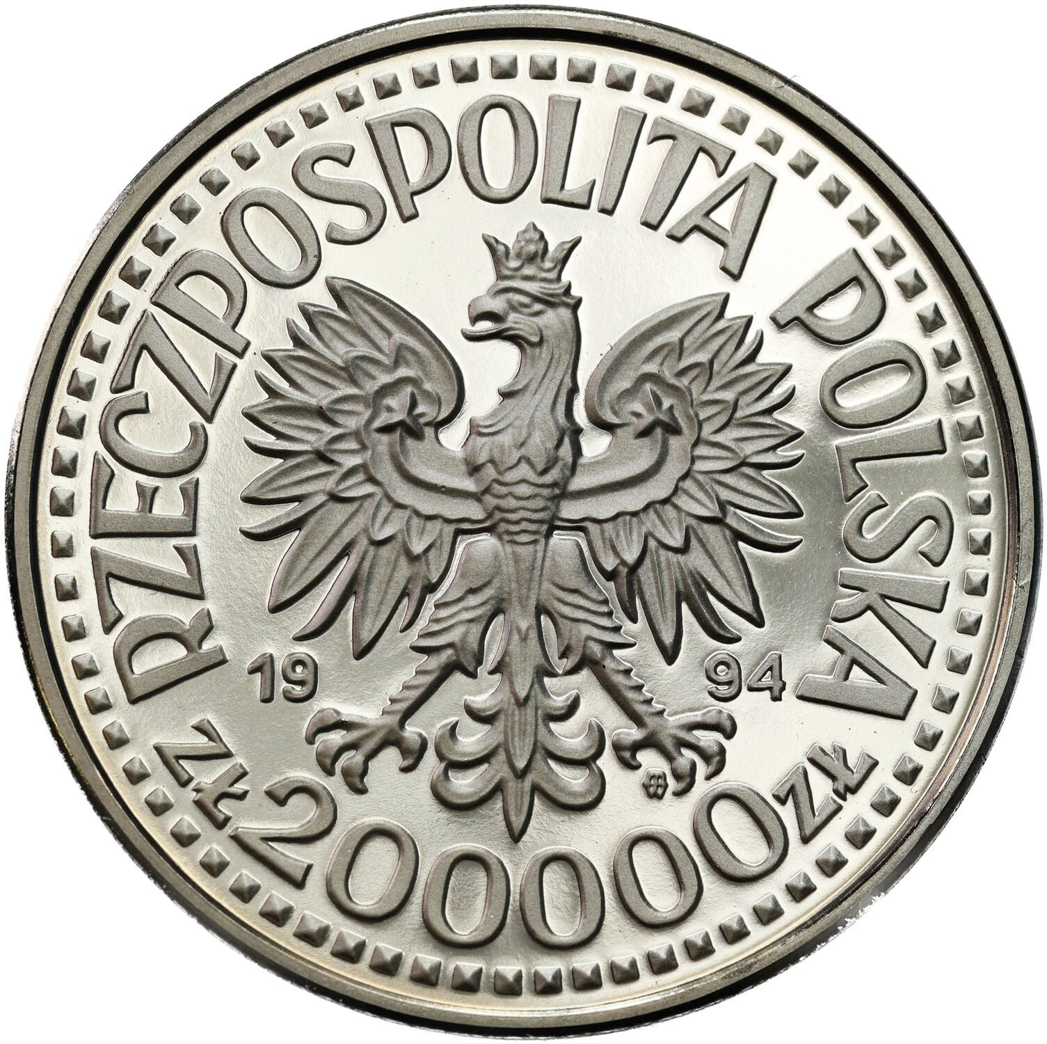 III RP. PRÓBA Nikiel 200.000 złotych 1994 Zygmunt I Stary - półpostać - PIĘKNE