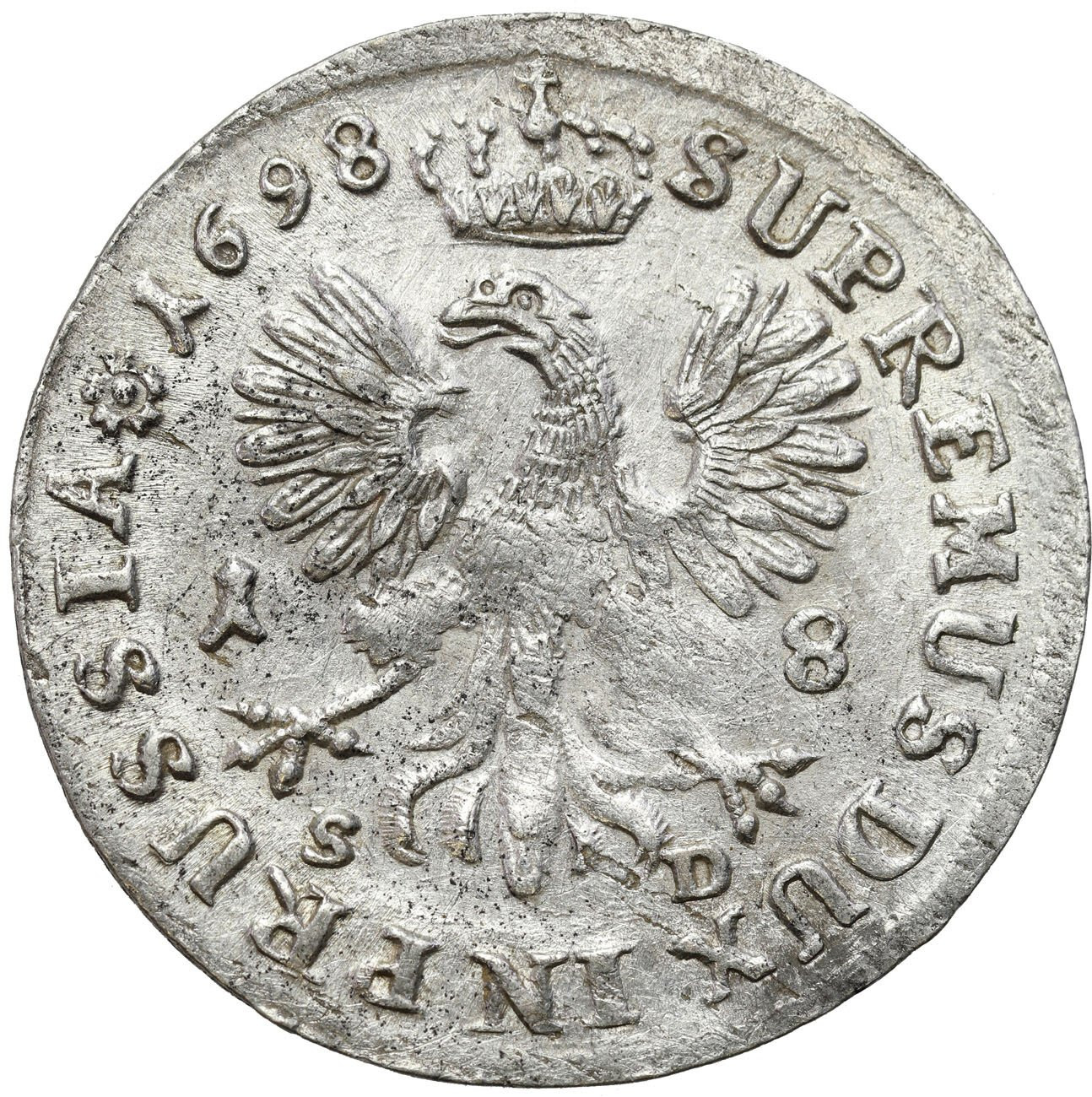 Niemcy, Brandenburgia-Prusy. Fryderyk III (1688–1701). Ort 1698 SD, Królewiec – ŁADNY